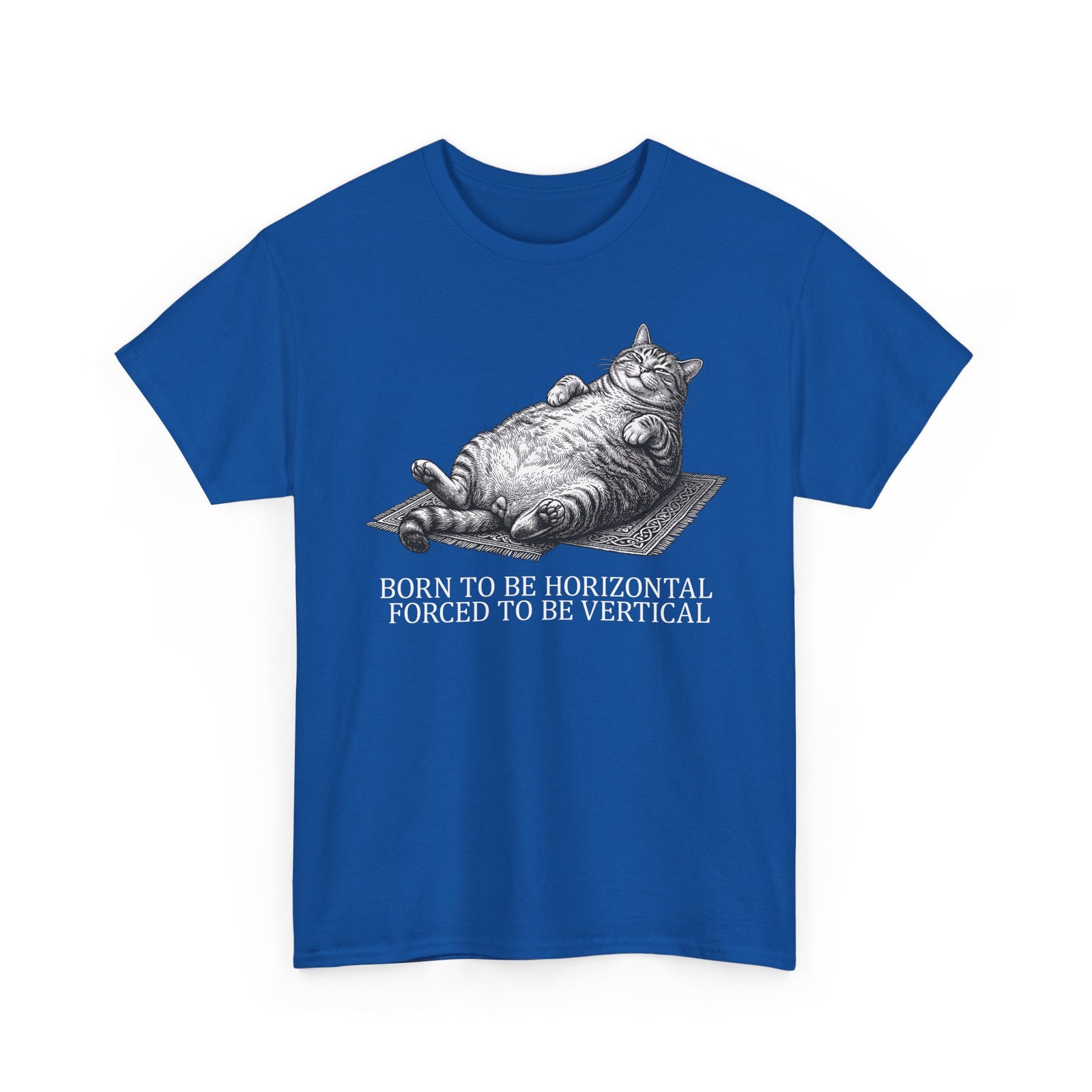 Born to Be Horizontal Fat Cat T-Shirt — Funny Lazy Cat Tee