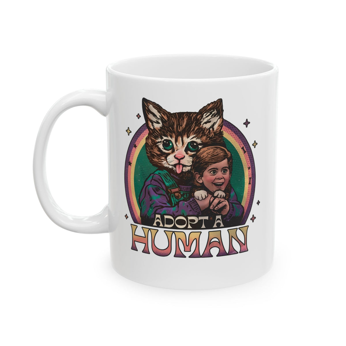 Adopt a Human Funny Cat Ceramic Mug