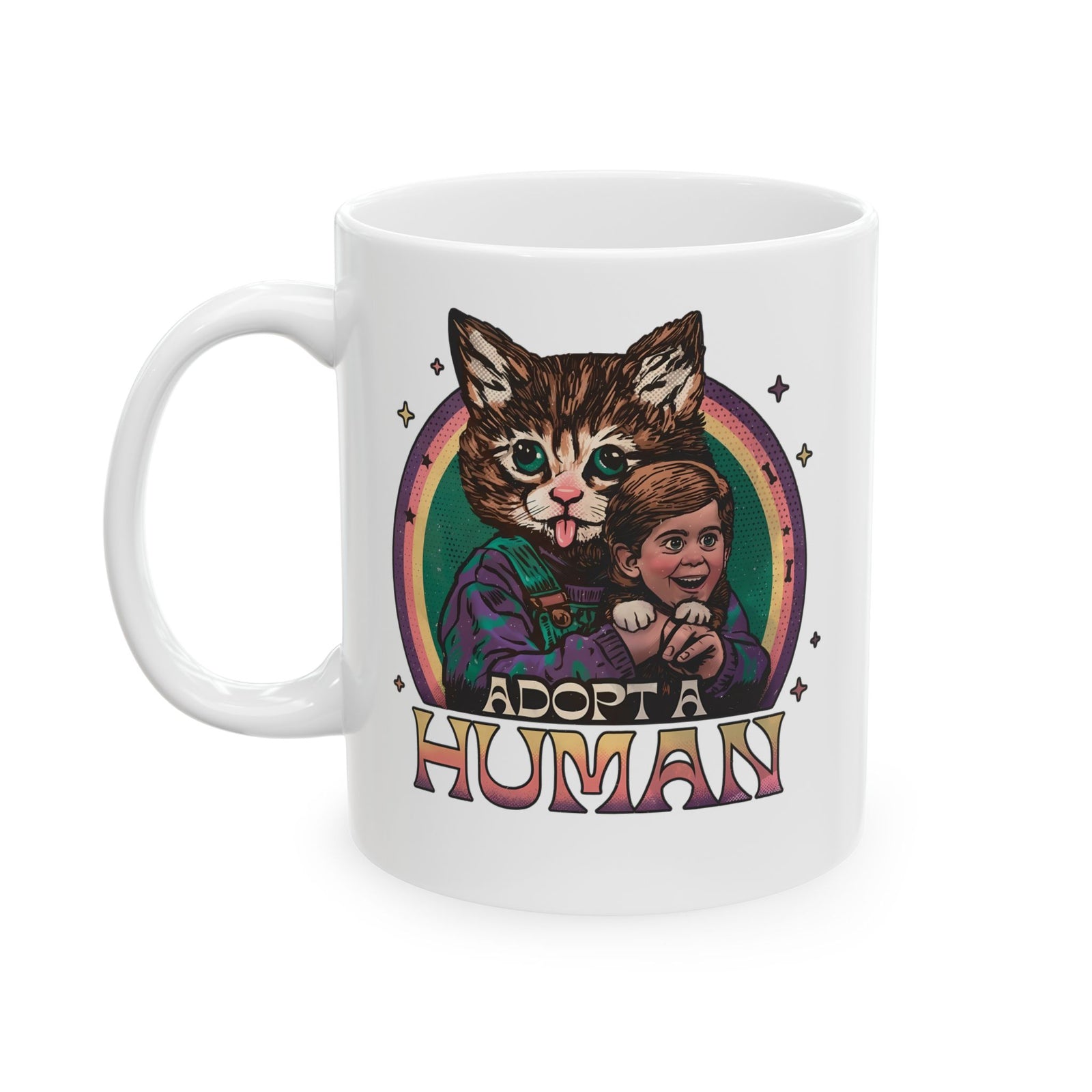 Adopt a Human Funny Cat Ceramic Mug