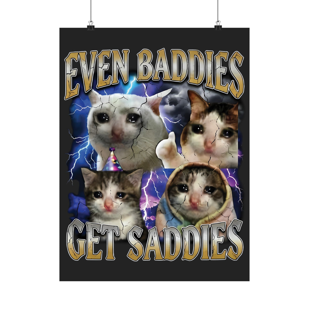 Even Baddies Get Saddies Cat Meme Poster