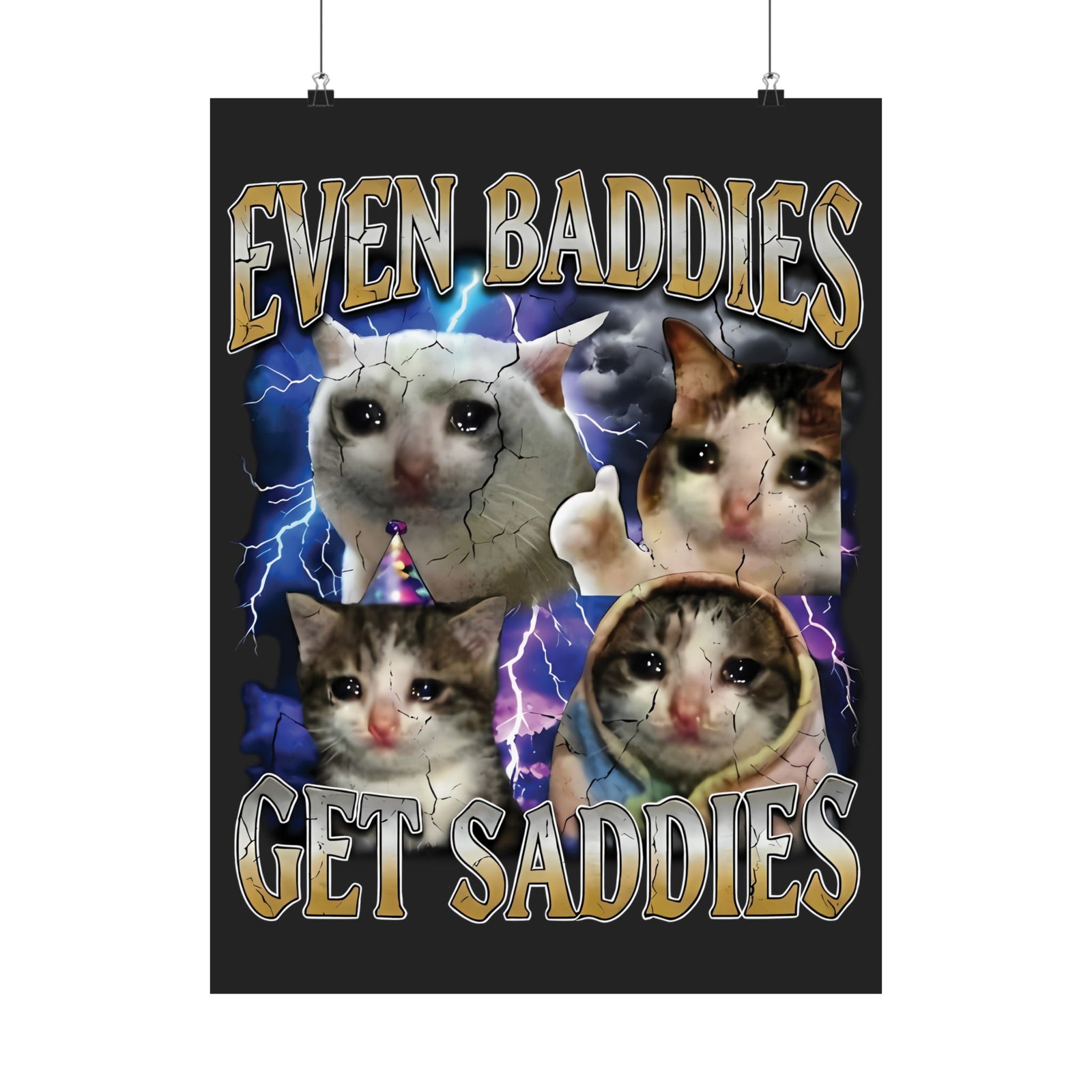Even Baddies Get Saddies Cat Meme Poster