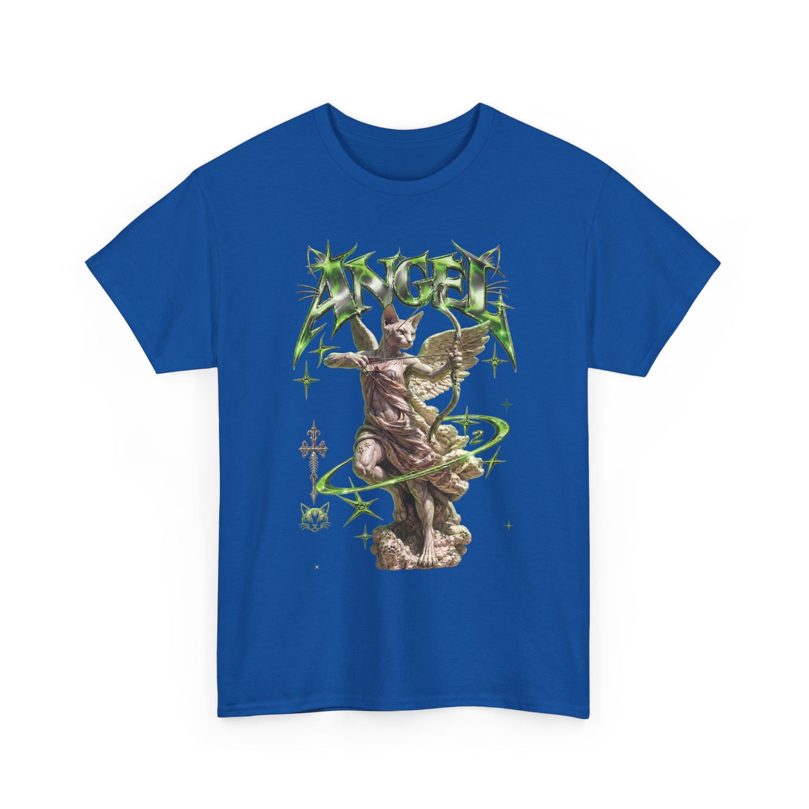 Funny Angel Hairless Sphynx Cat Shirt — Renaissance Cyber-Goth T-Shirt