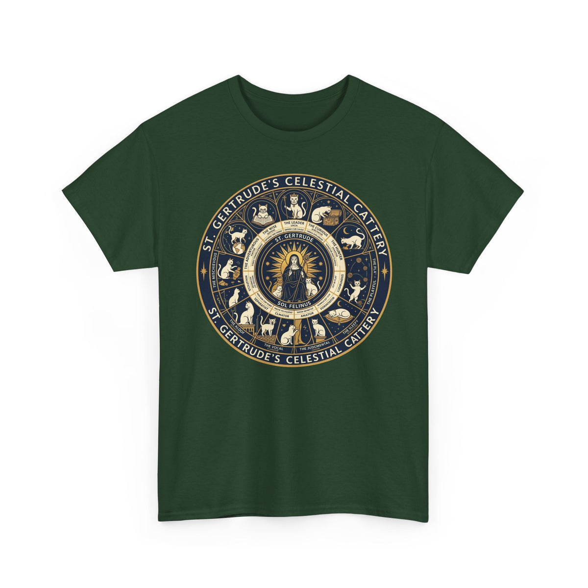 Saint Gertrude Gothic Cat Zodiac T-Shirt