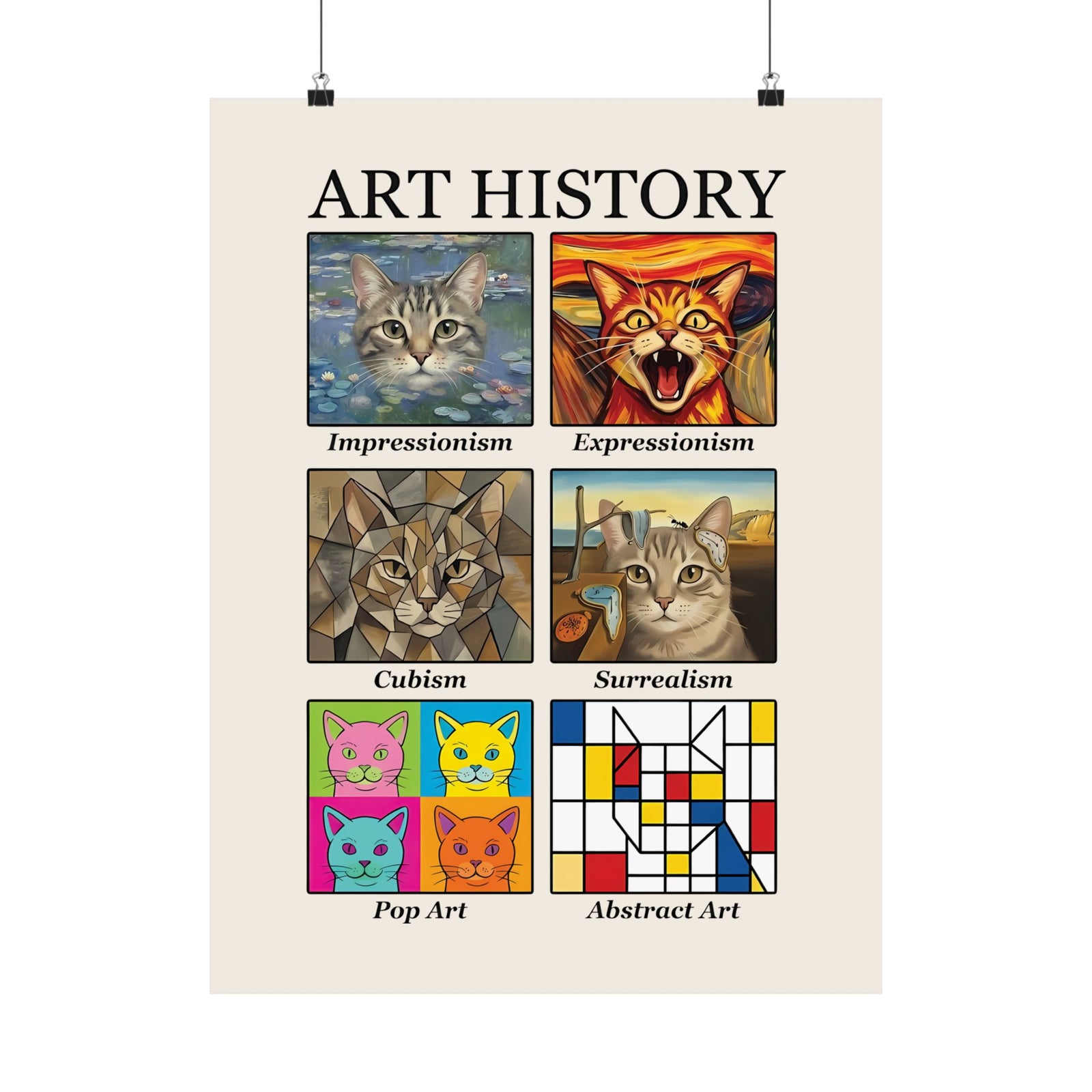 Cats in Masterpieces Poster — Artistic Cat Painting Poster