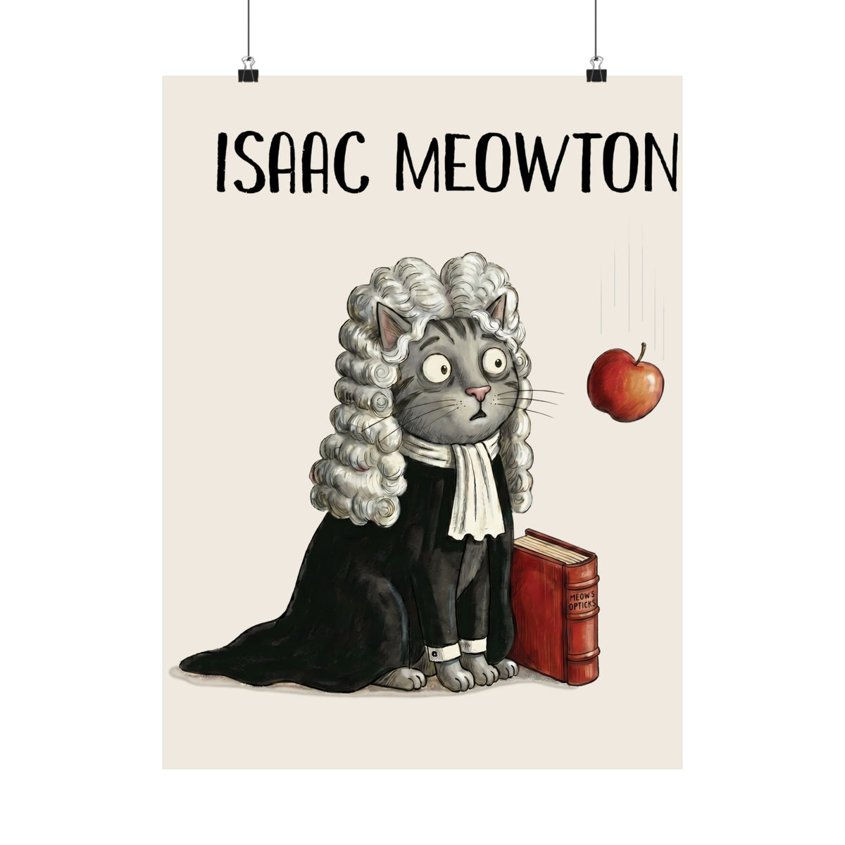Isaac Meowton Poster — Funny Science Pun Cat Gravity Graphic Poster