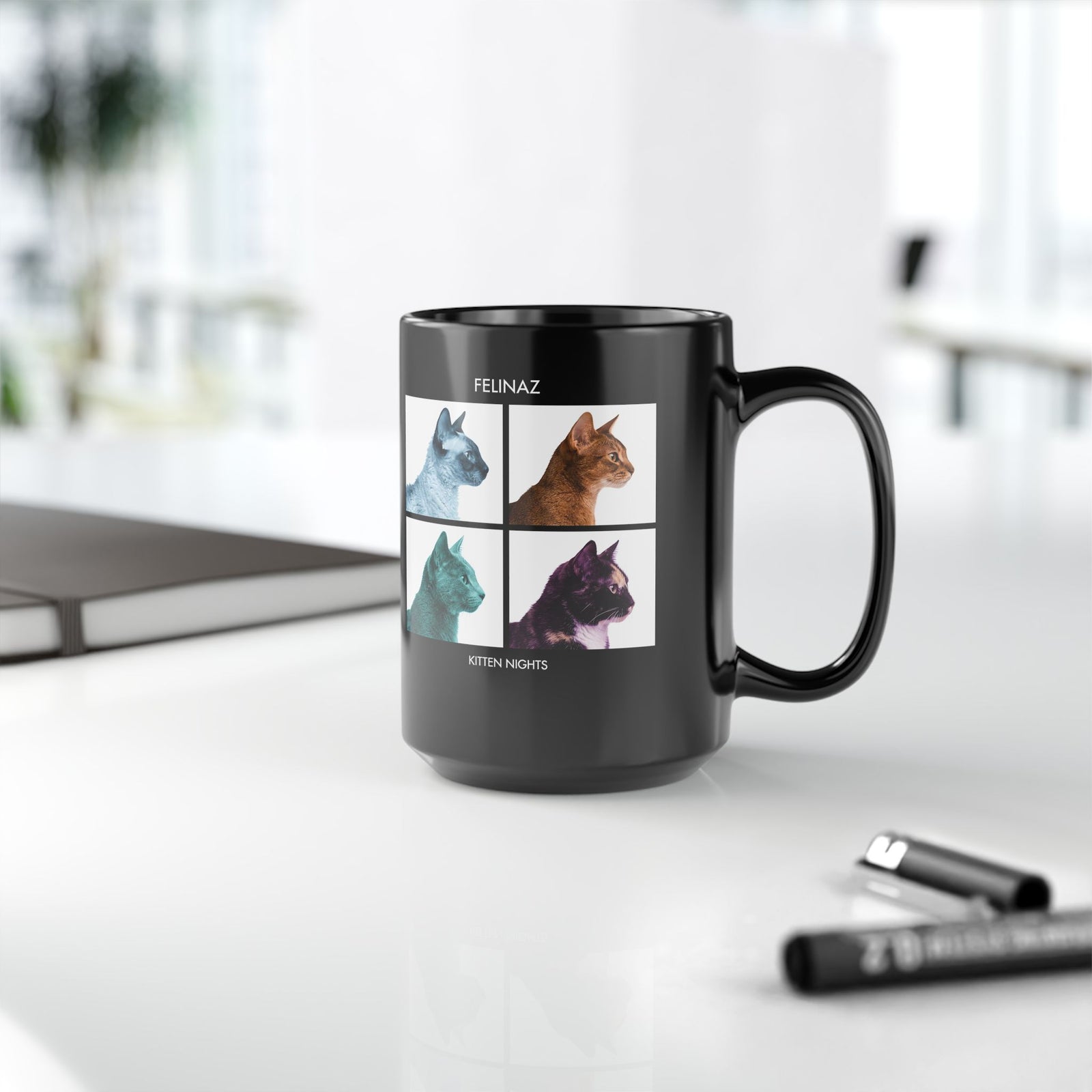 Felinaz Kitten Night Cat Parody Black Mug