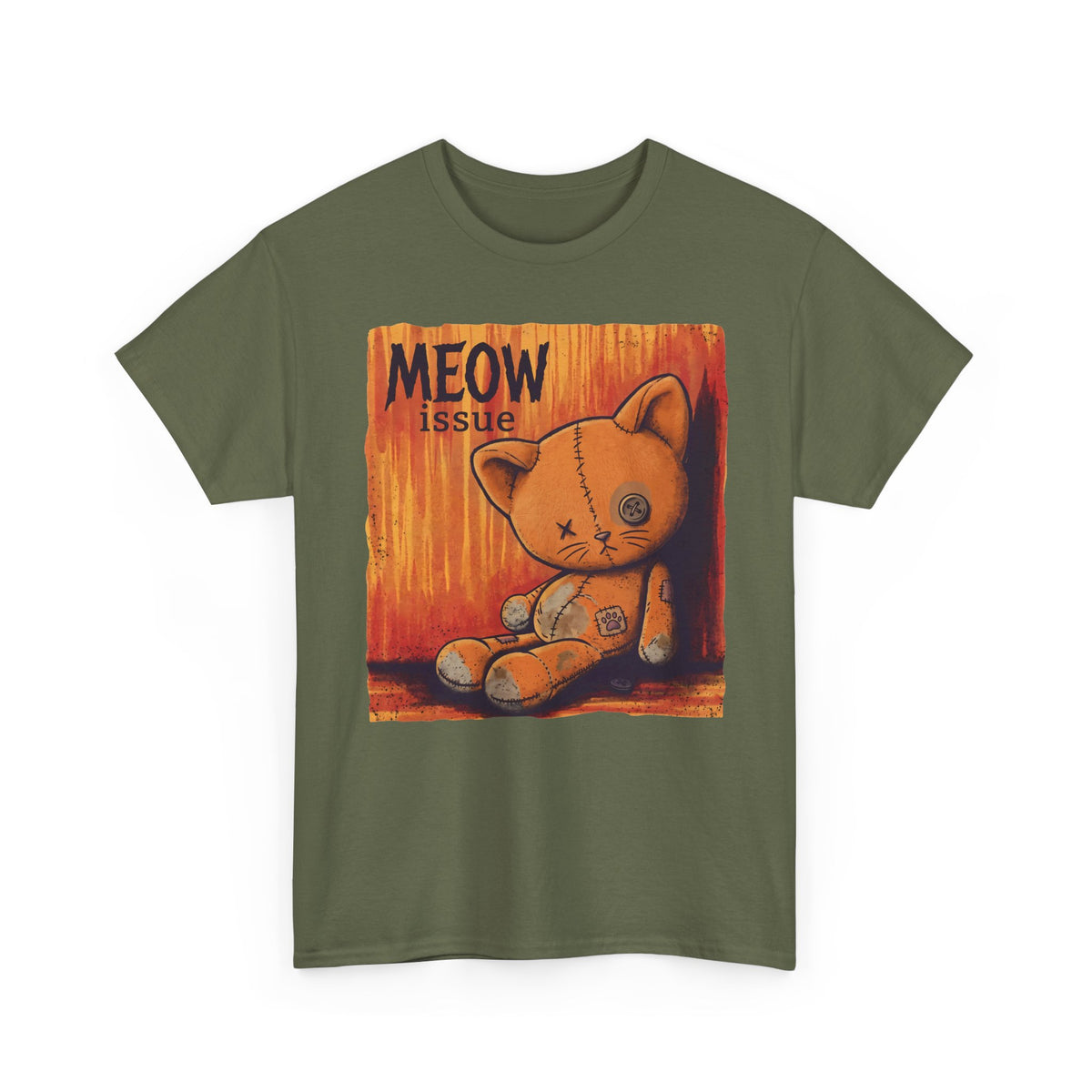 Meow Issue Stitched Plush Cat — Nu-Metal Parody Graphic Art