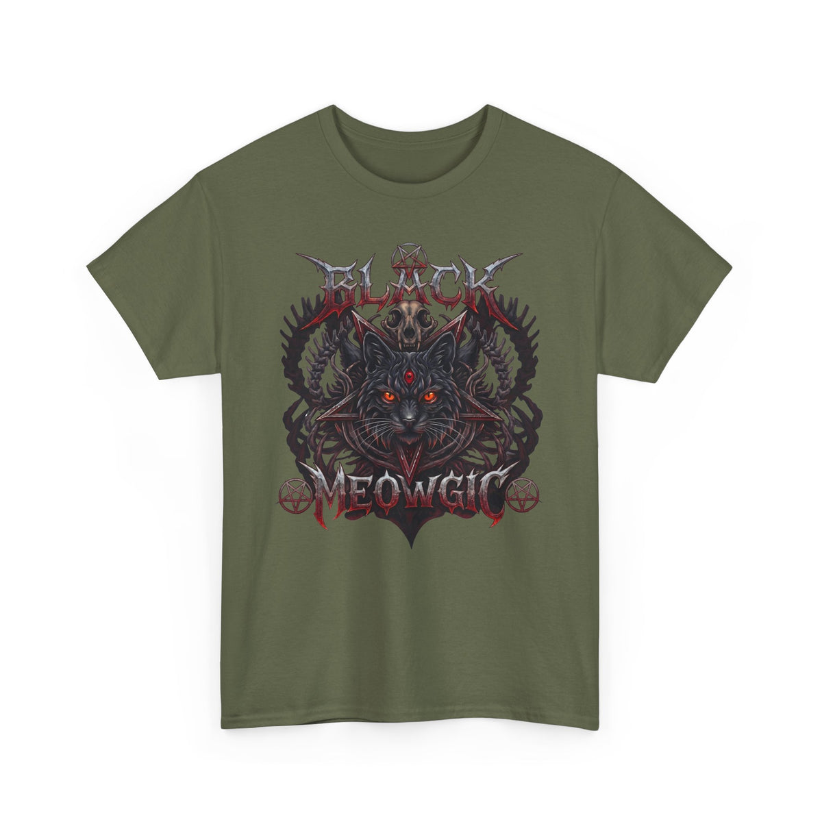 Black Meowgic Cat T-Shirt — Death Metal Occult Black Cat Tee
