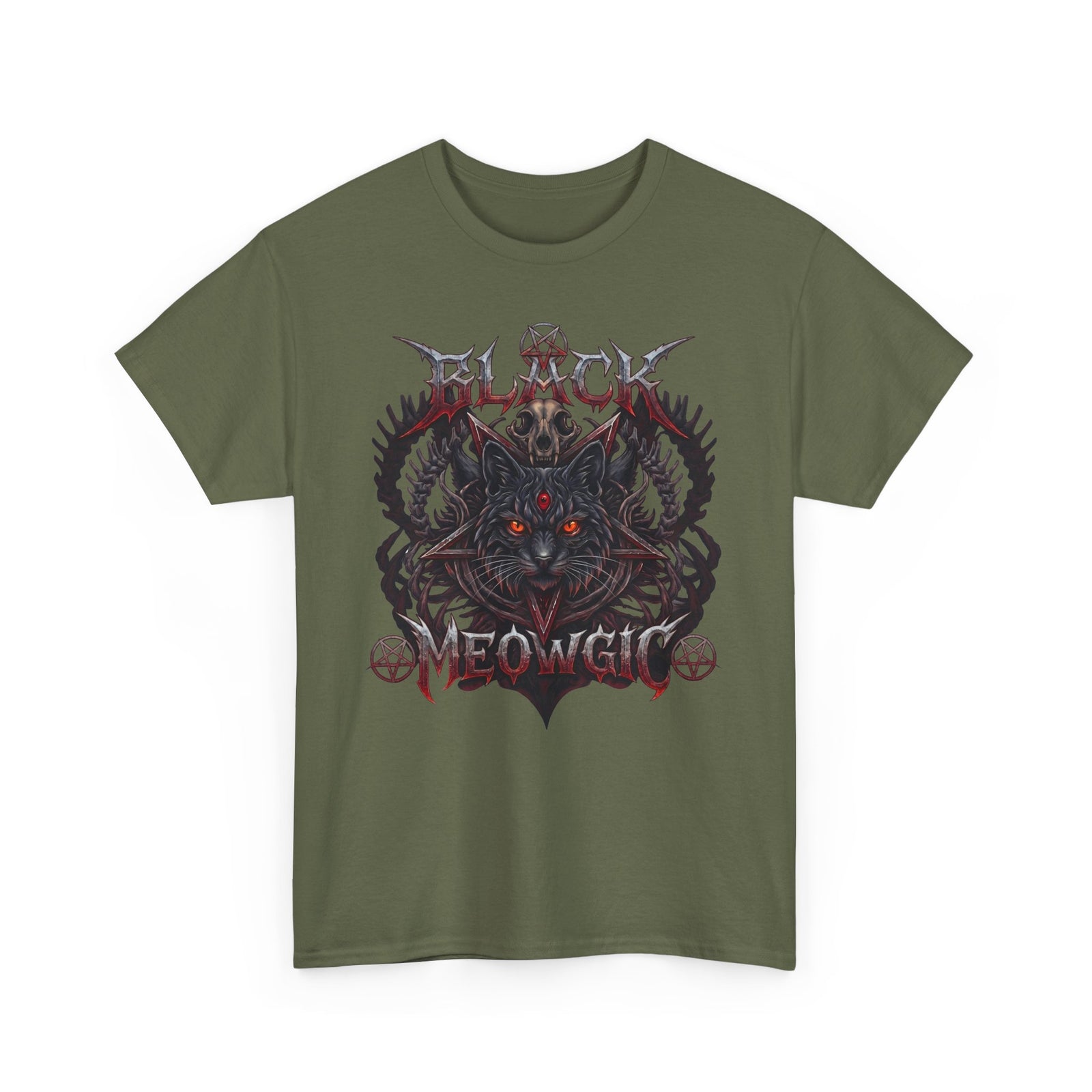 Black Meowgic Cat T-Shirt — Death Metal Occult Black Cat Tee