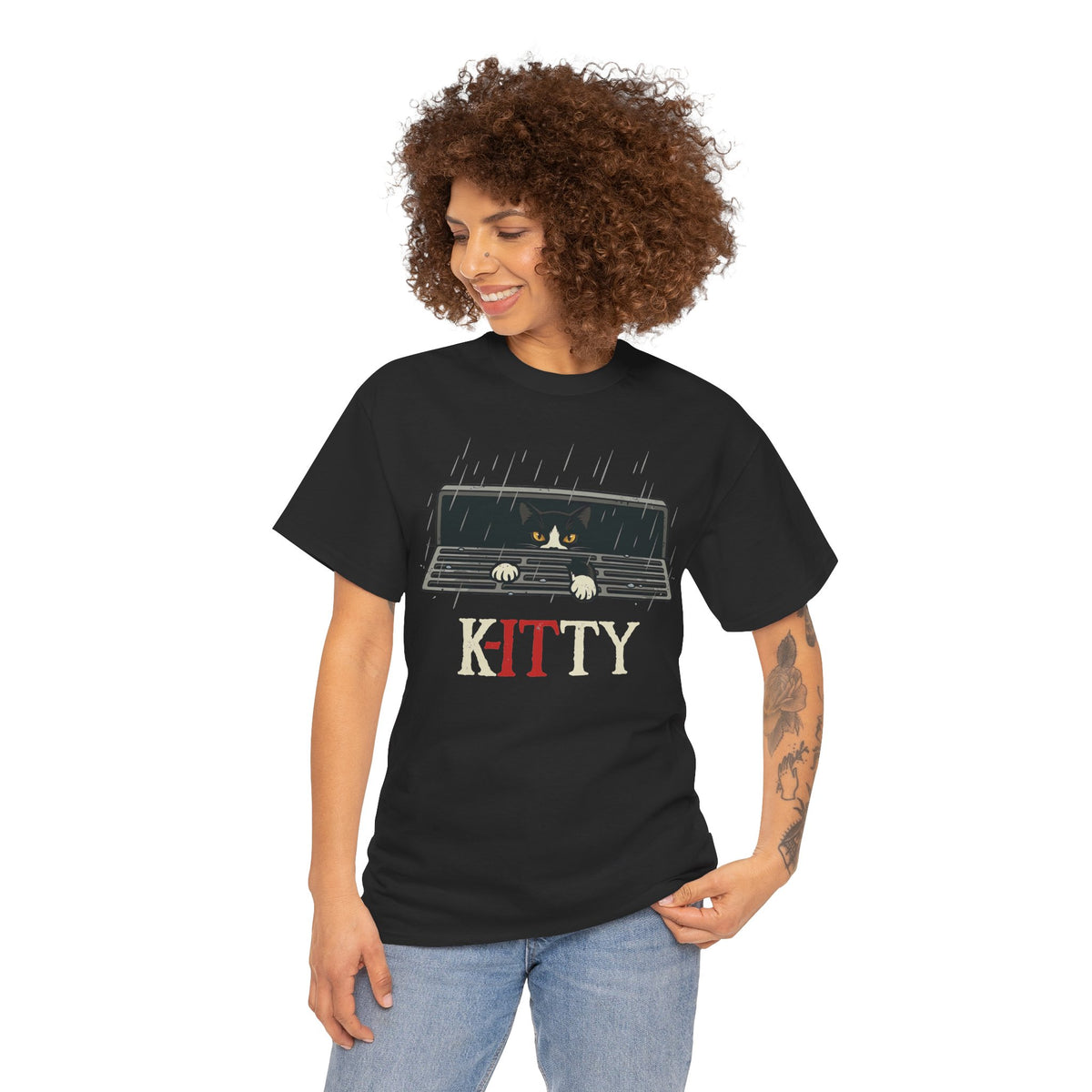 Kitty Window Tee — Cute Rainy Cat Graphic T-Shirt