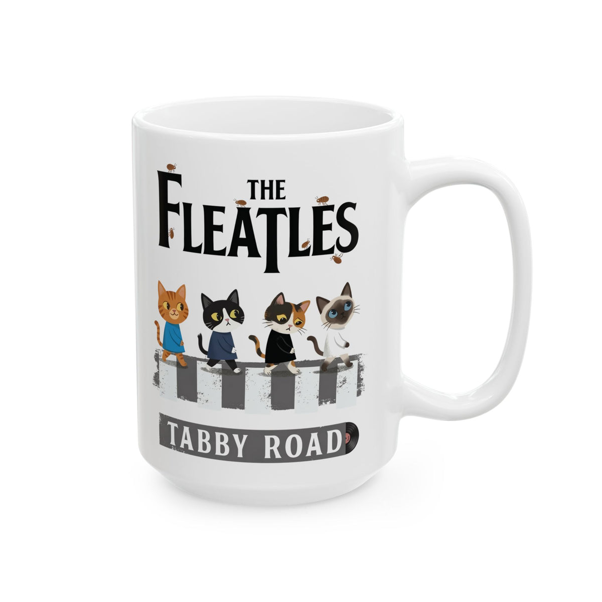 Fleatles Parody Cat Ceramic Mug — Retro Beatles-Inspired Cat Band Mug