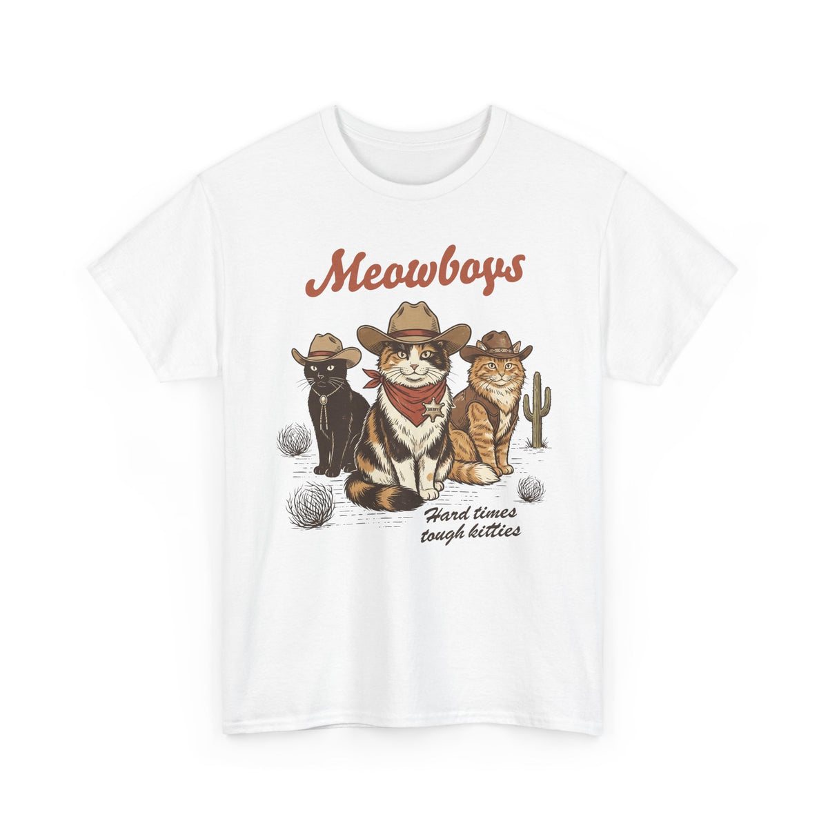Meowboys Cat Cowboy T-Shirt — Funny Western Cat Tee for Cat Lovers