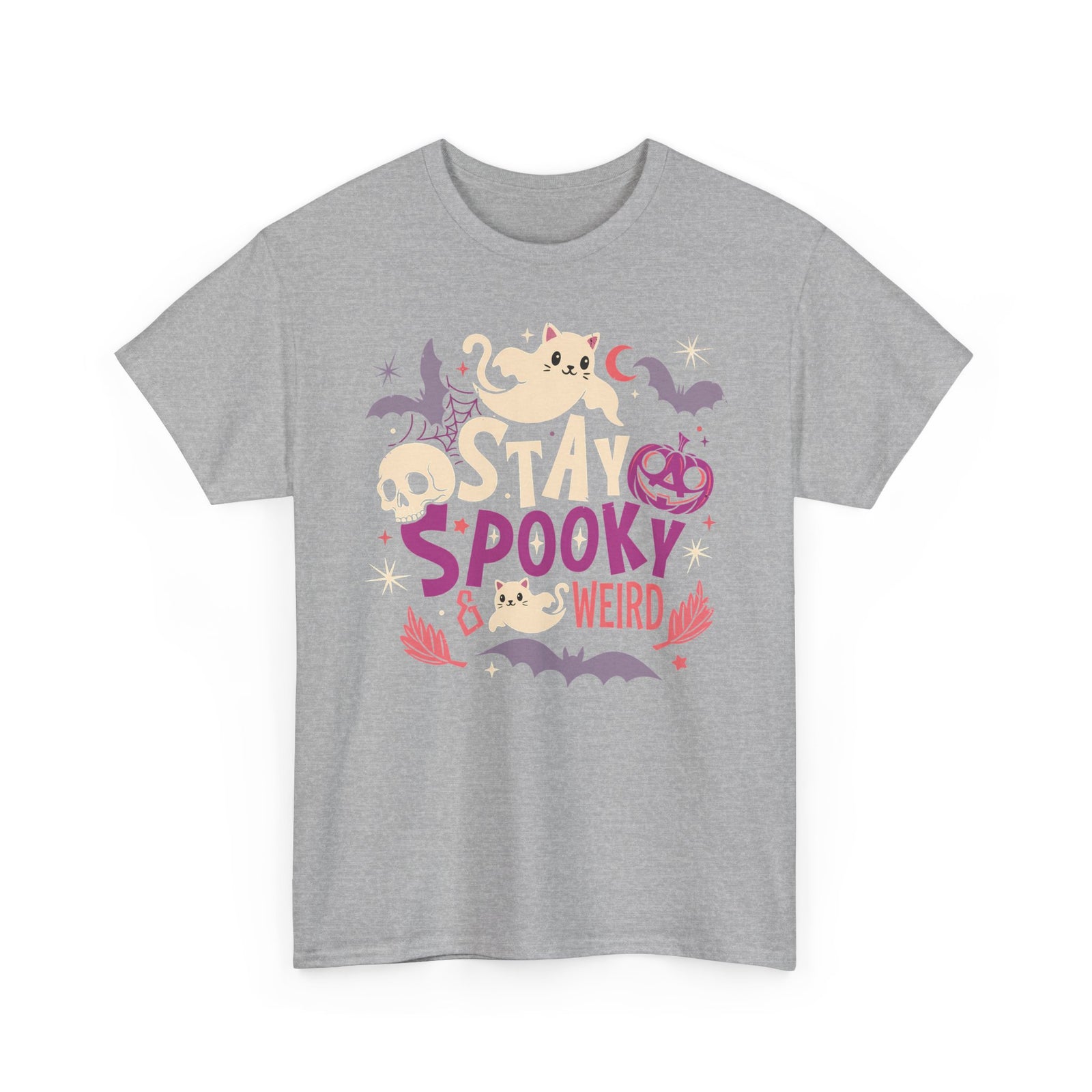 Stay Spooky & Weird Ghost Cat Shirt — Cute Pastel Goth Halloween T-Shirt
