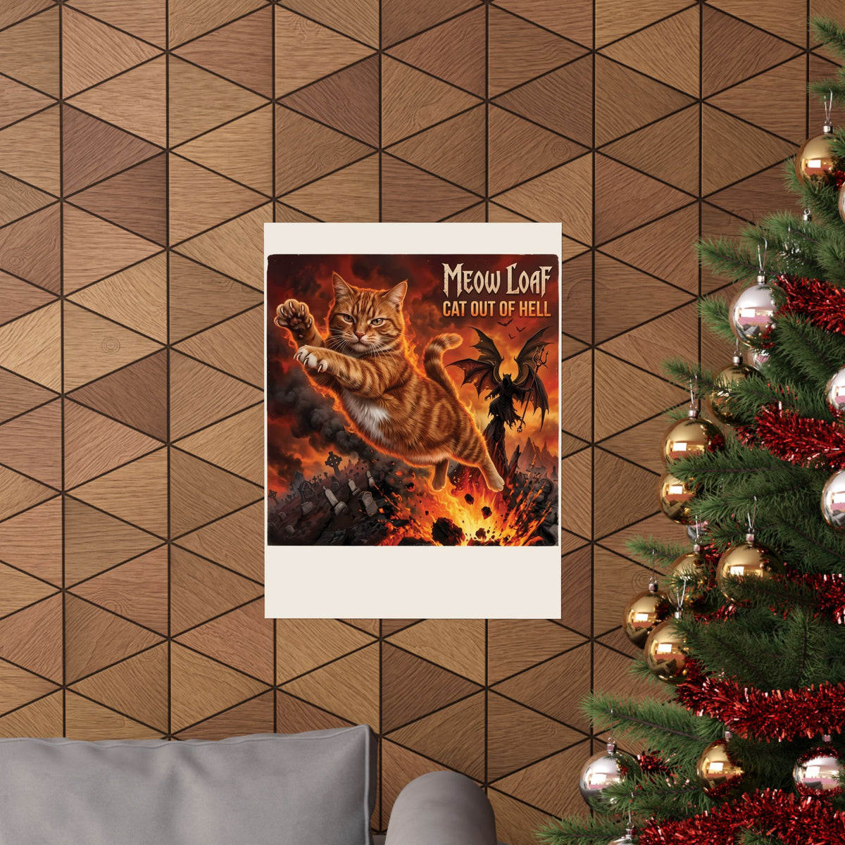 Meow Loaf Cat Out of Hell Poster — Funny Gothic Cat Poster