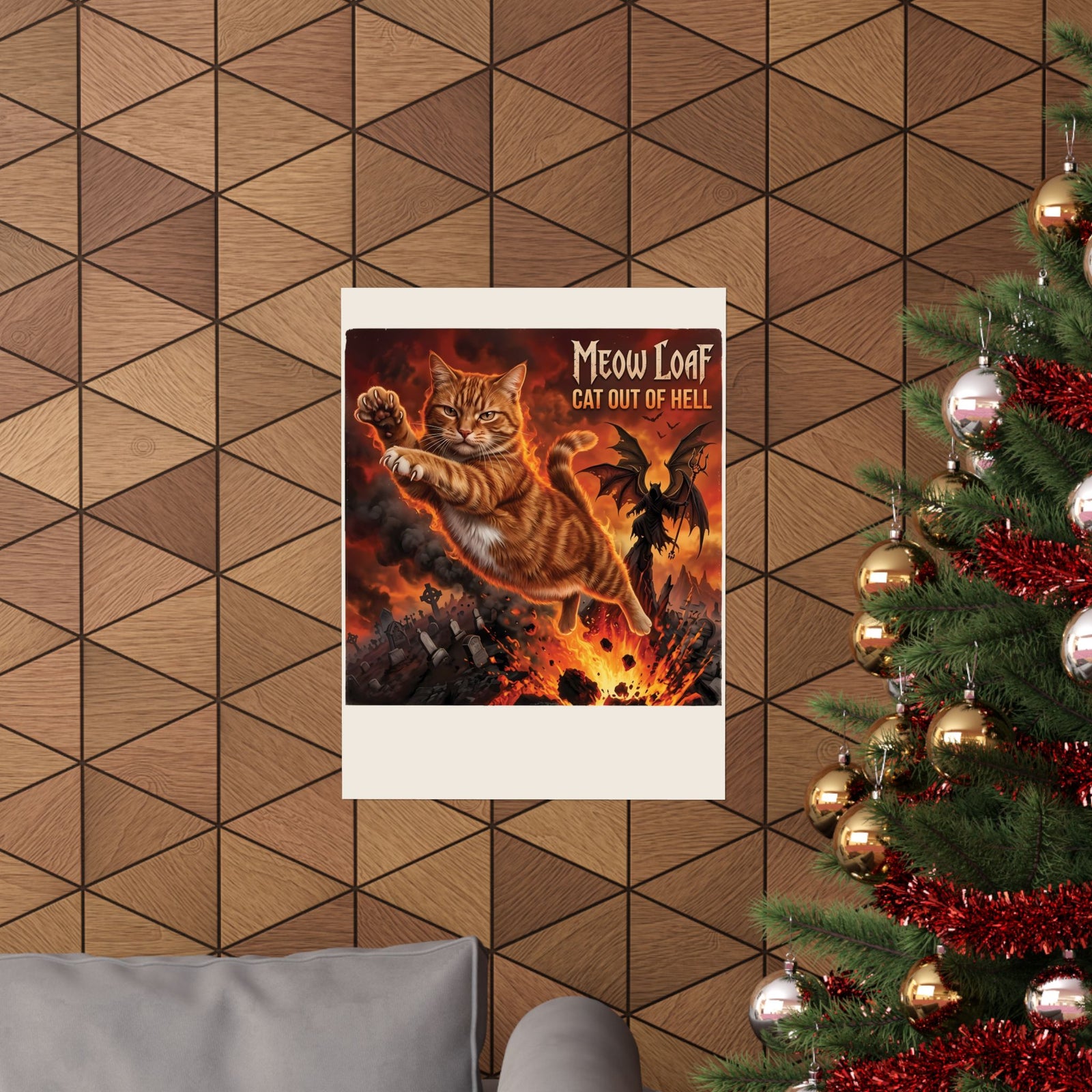 Meow Loaf Cat Out of Hell Poster — Funny Gothic Cat Poster