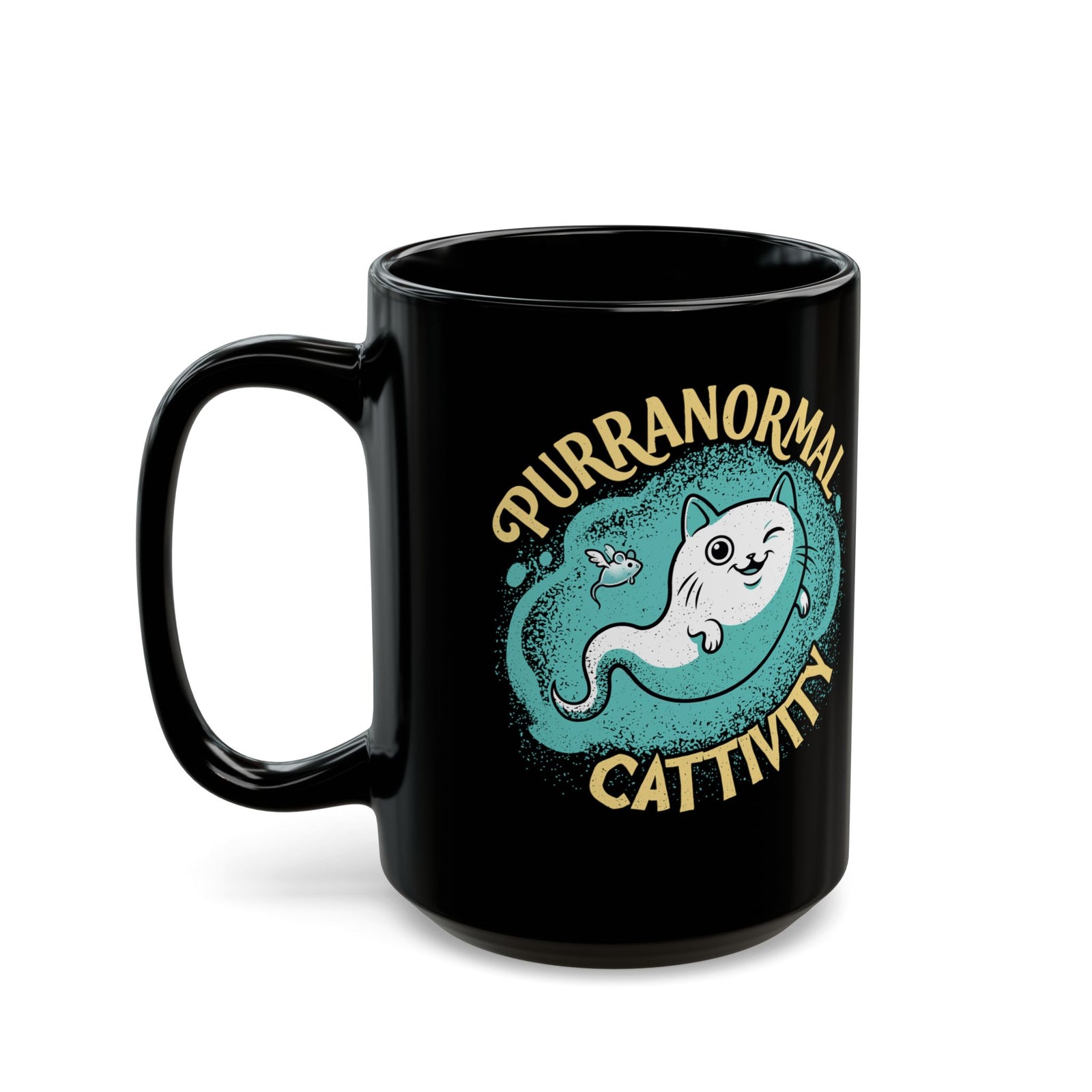 Purranormal Cattivity Black Mug — Funny Paranormal Cat Mug