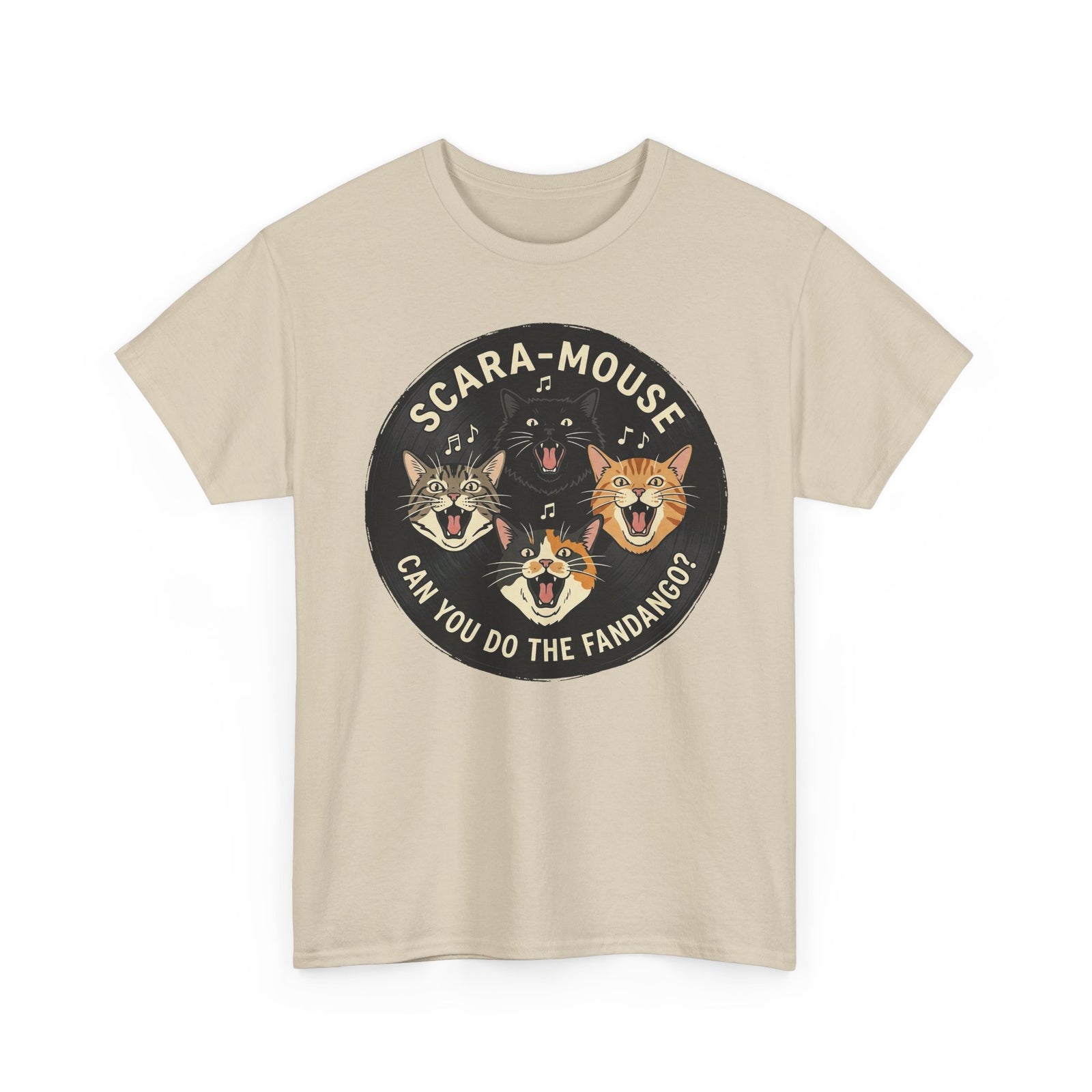 Scaramouse Cat Band Tee “Scara-Mouse: Can You Do the Fandango?” Vintage Rock Cat T-Shirt