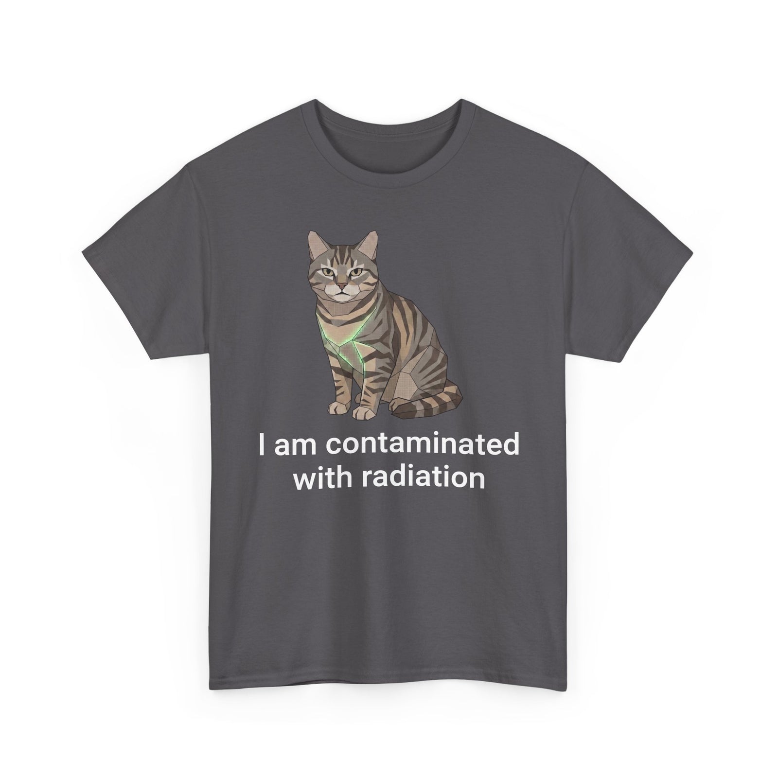 Funny Cat T-Shirt "I Am Contaminated with Radiation" Humorous Retro Radioactive Tee