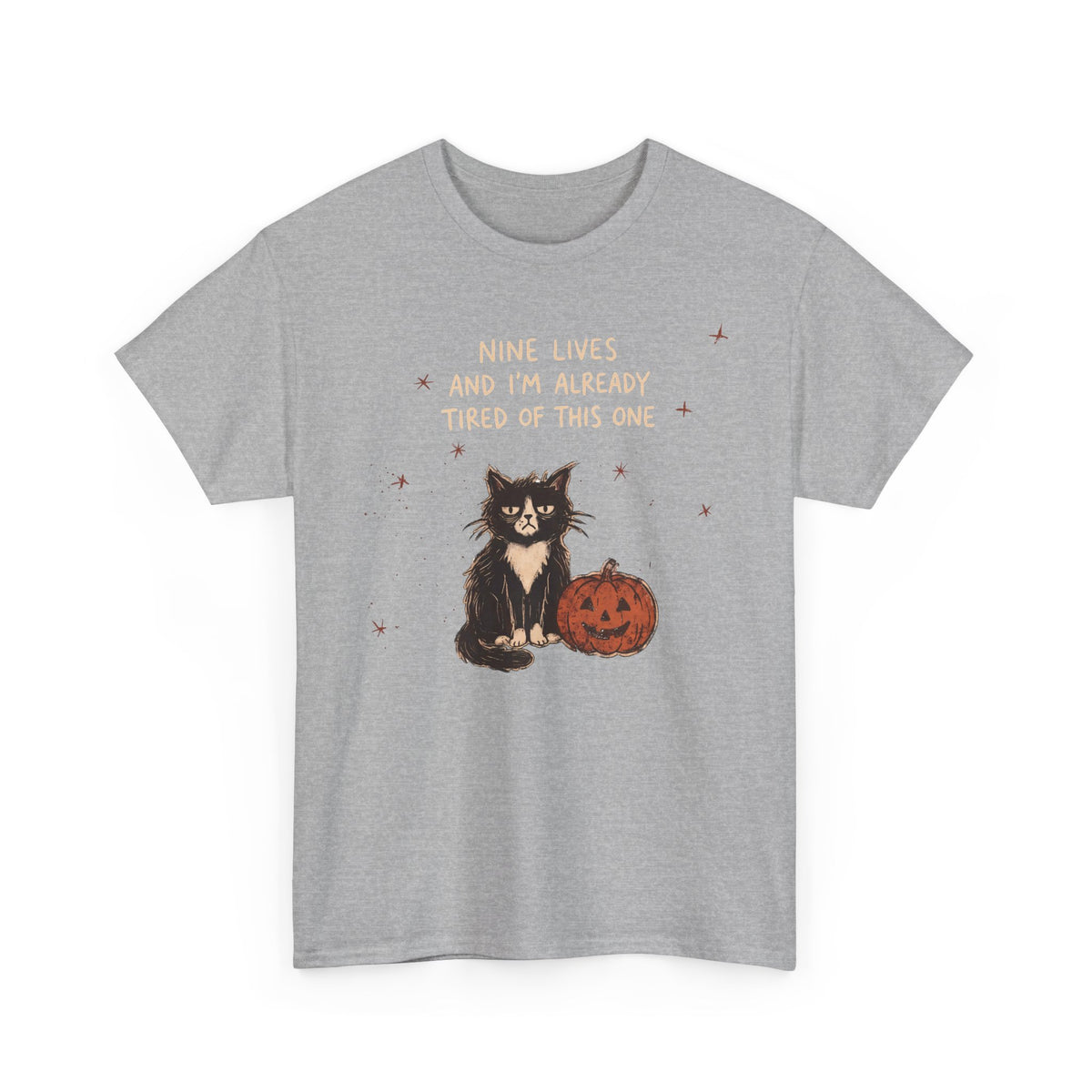 Nine Lives And I'm Already Tired Of This One Shirt — Grumpy Halloween Cat T-Shirt