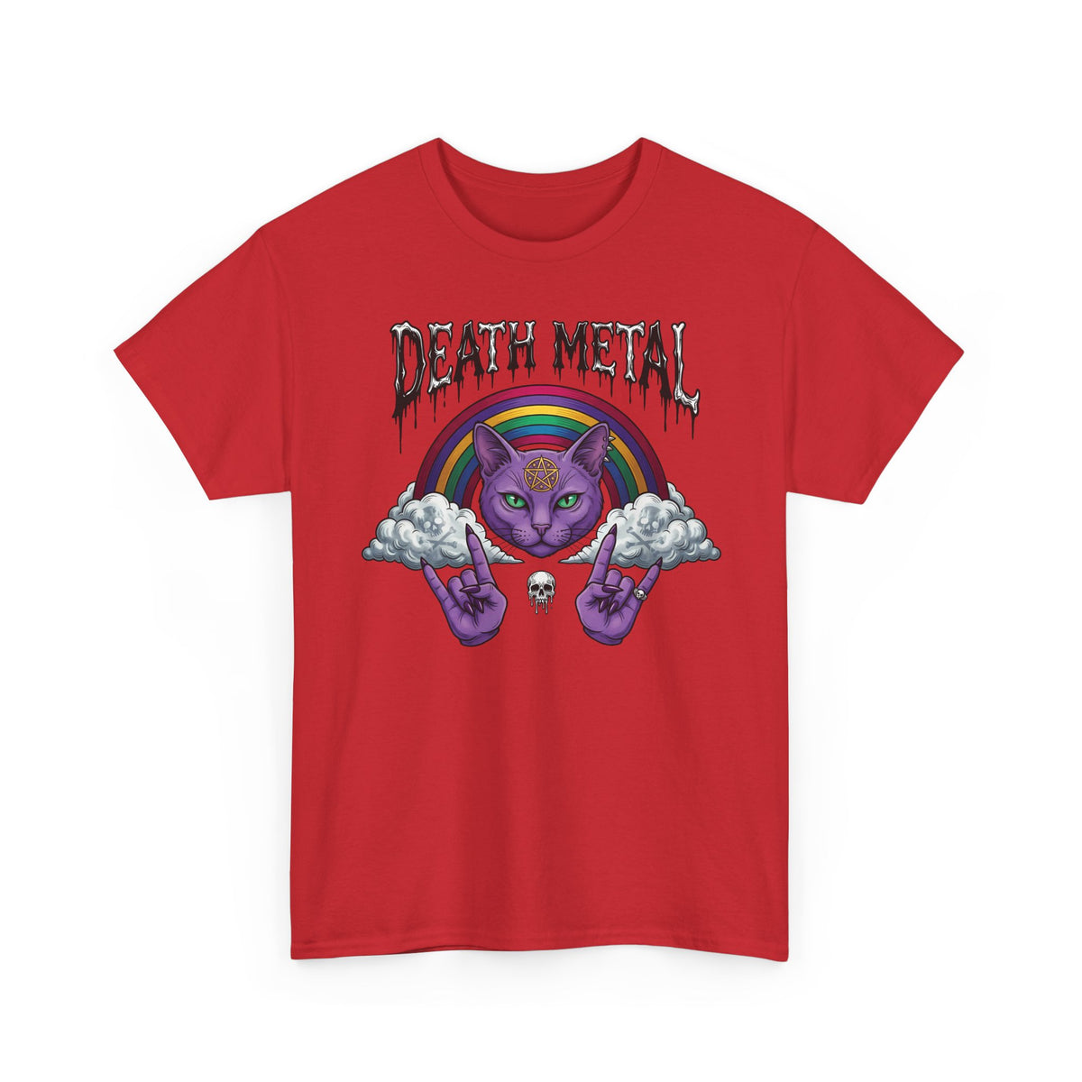 Death Metal Cat T-Shirt — Gothic Black Cat Tee for Metal Fans