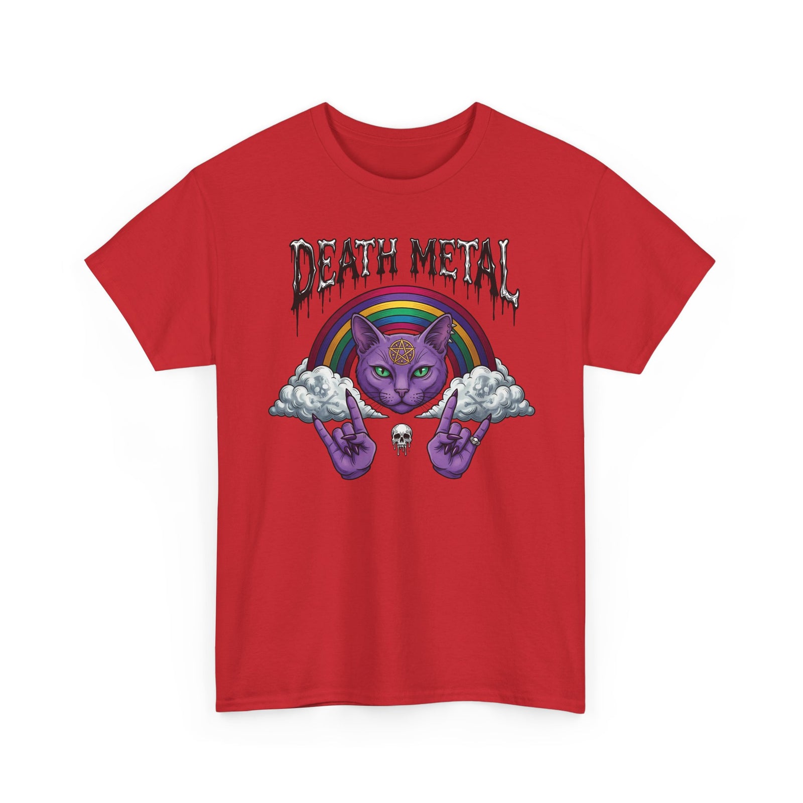 Death Metal Cat T-Shirt — Gothic Black Cat Tee for Metal Fans