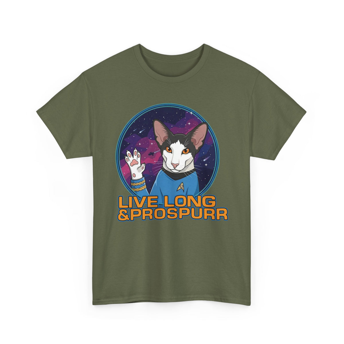 Sci‑Fi Cat 'Live Long Prospurr' T-Shirt