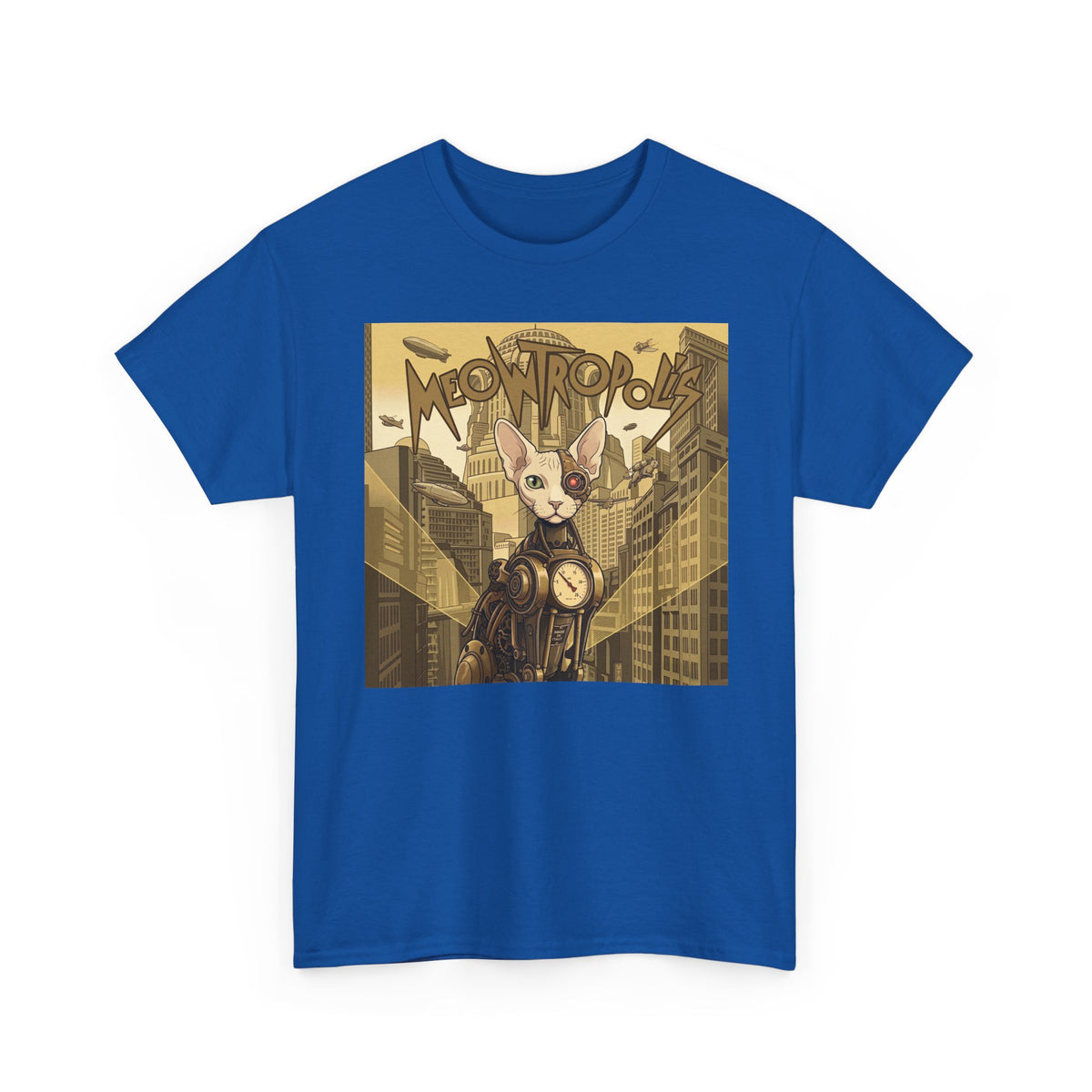 Meowtropolis Sci‑Fi Cat T-Shirt — Futuristic Cat Graphic Tee