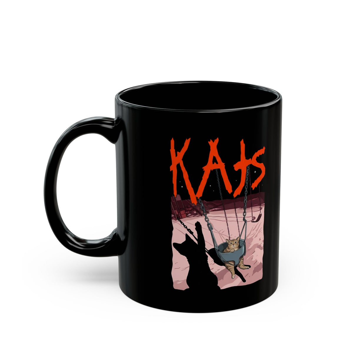 Rock Cat Band Black Mug — Funny 'Kats' Album Parody Mug