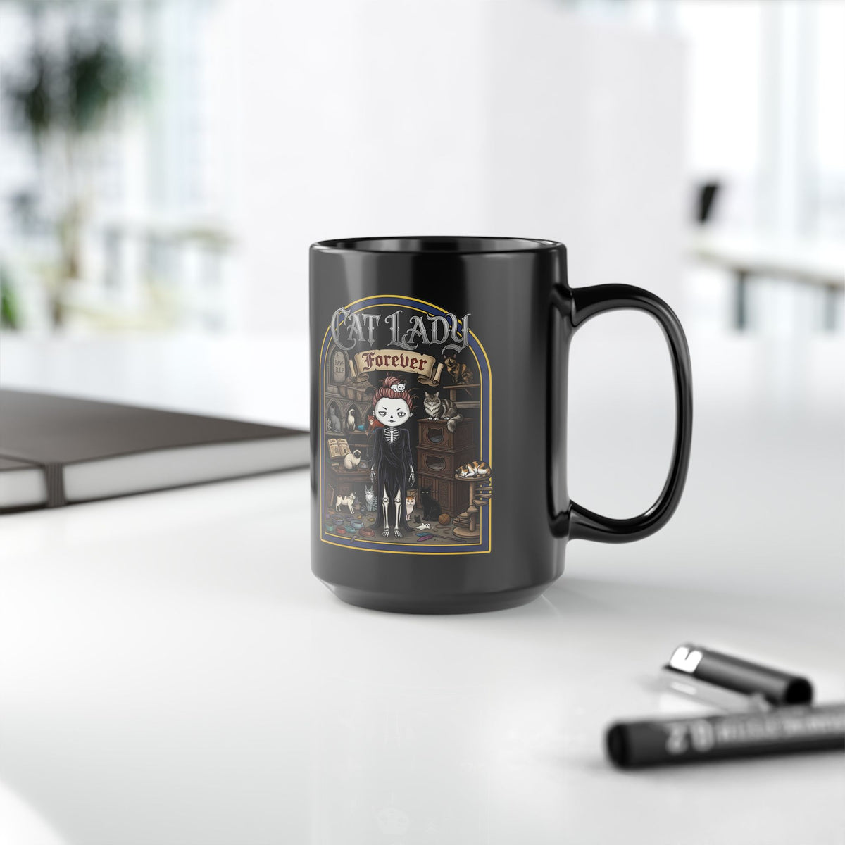 Cat Lady Black Mug Funny Cat Lover Mug