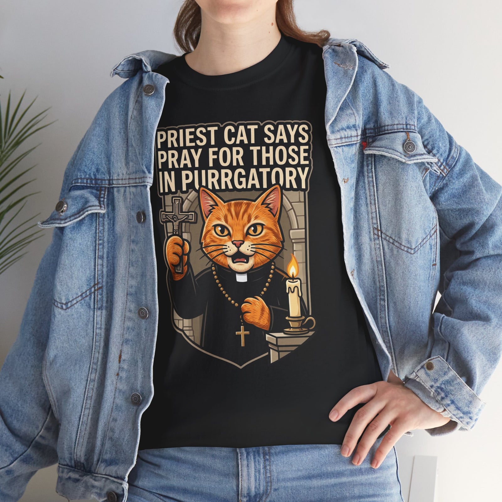 Priest Cat 'Pray For Those In Purratory' T-Shirt