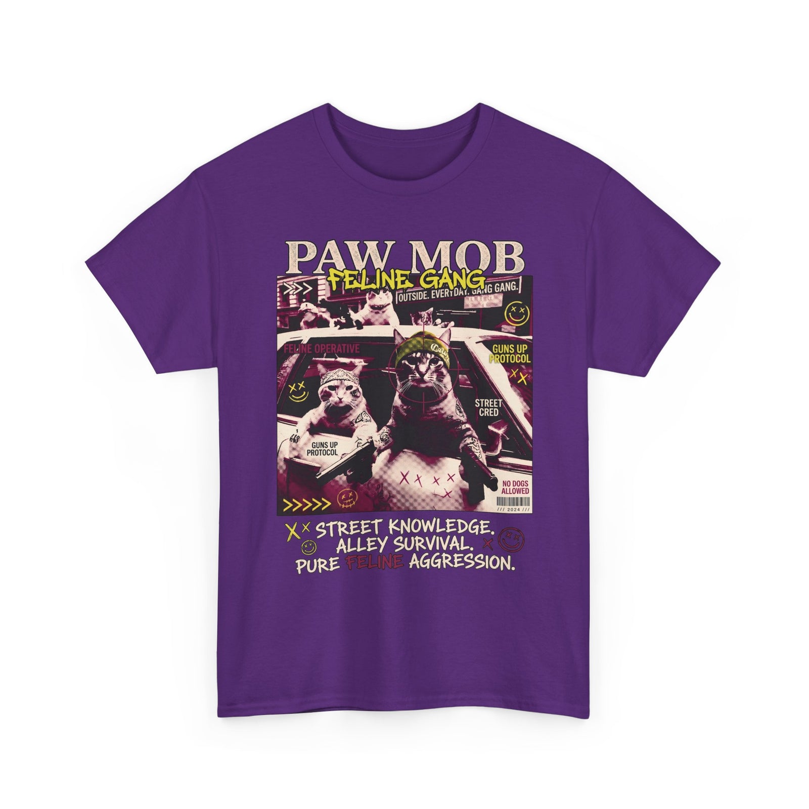 Paw Mob Feline Gang T-Shirt — Edgy Gangster Cat Streetwear Tee