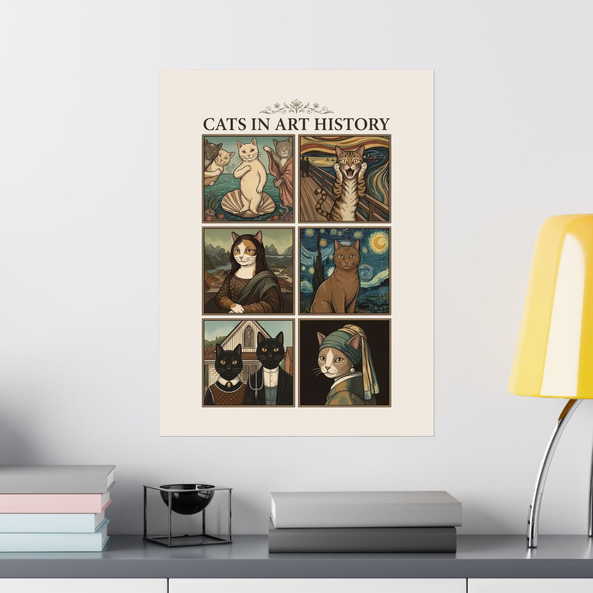 Cats in Art History Poster — Vintage Art Cat Poster for Cat Lovers & Art Fans