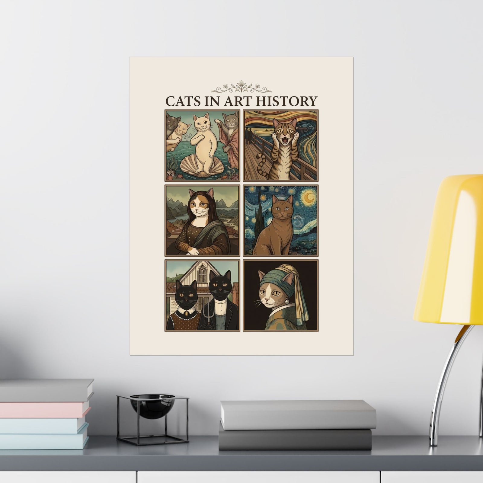 Cats in Art History Poster — Vintage Art Cat Poster for Cat Lovers & Art Fans