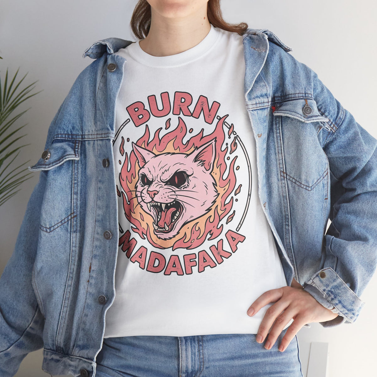 Funny Cat T‑Shirt — "Burn Madafaka" Graphic Tee