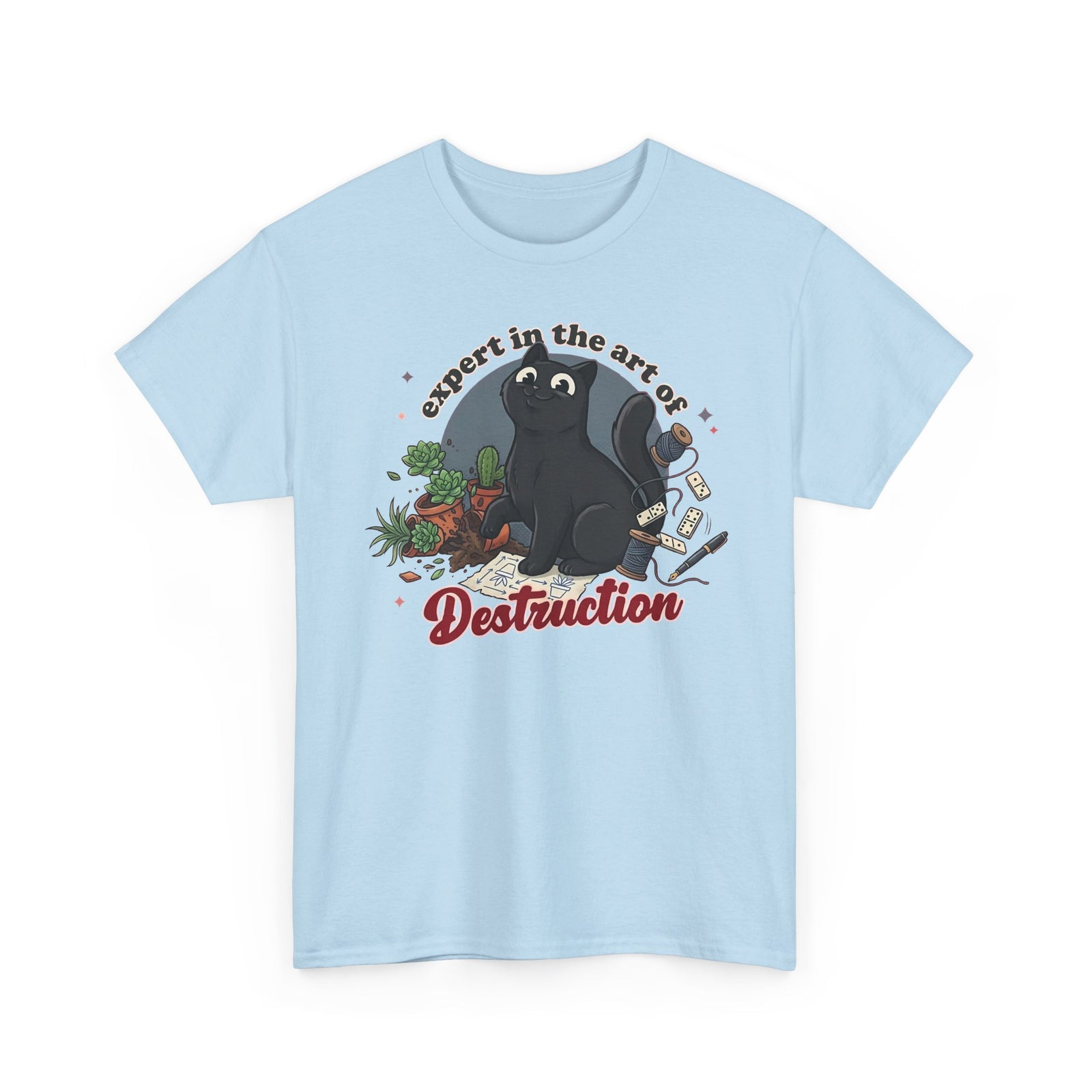 Cat Destruction T-Shirt — “Expert in the Art of Destruction” Cute Cat Plant Shirt