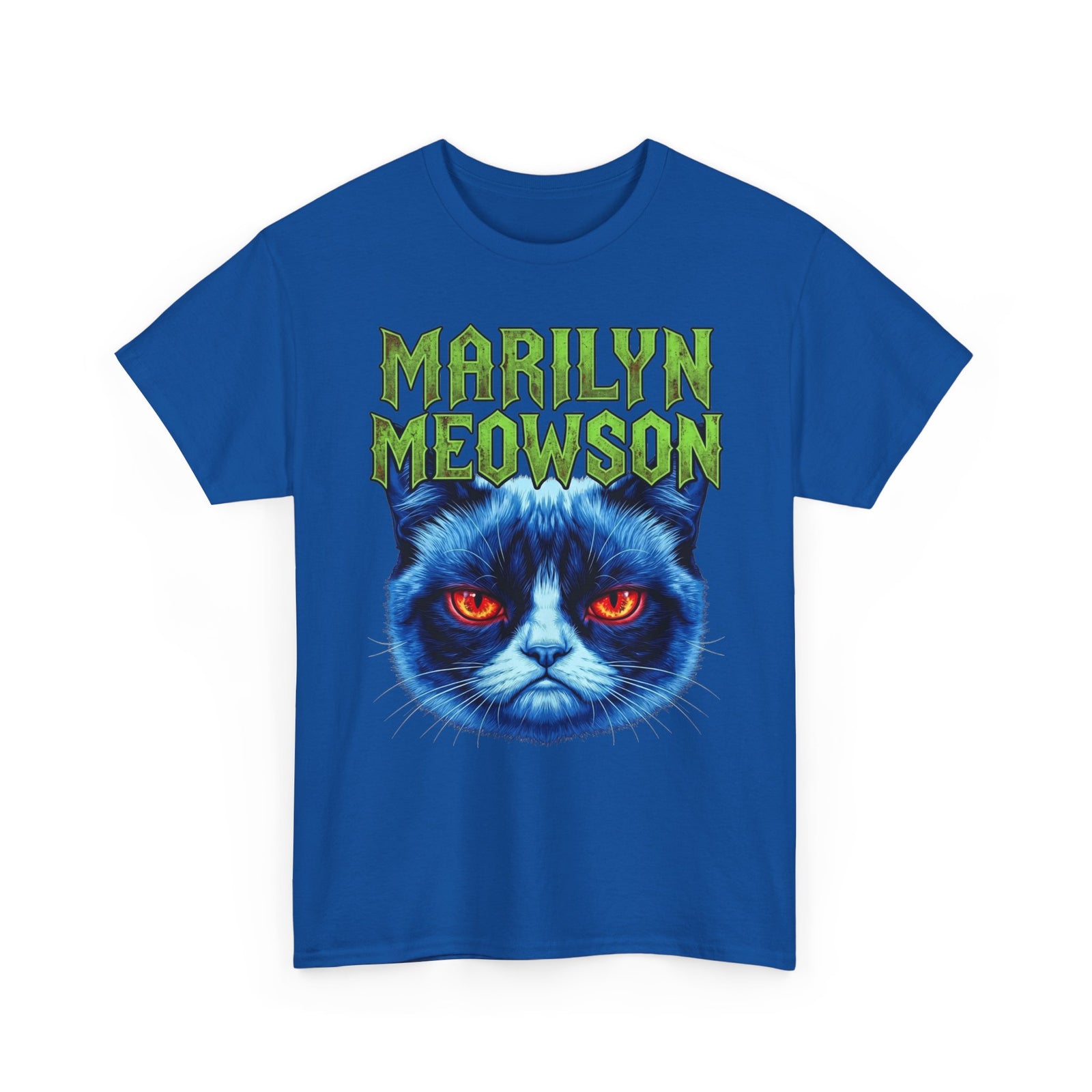 Marilyn Meowson Cat Band Tee — Retro Neon Gothic Graphic T-Shirt