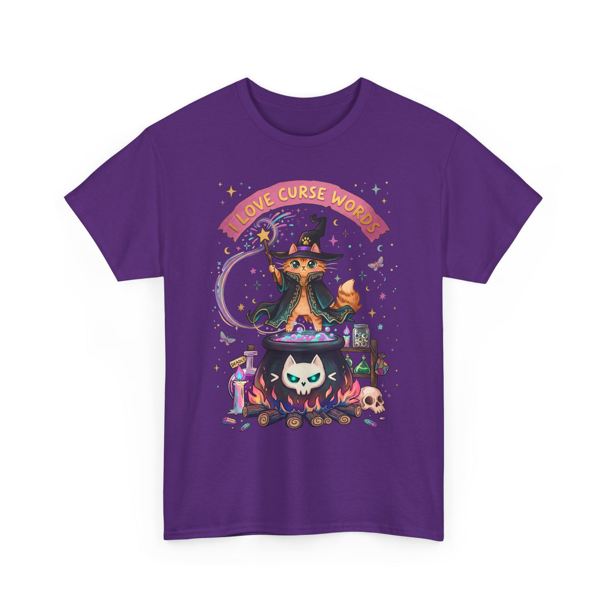 I Love Curse Words Wizard Cat T-Shirt — Cute Witchy Cauldron Tee