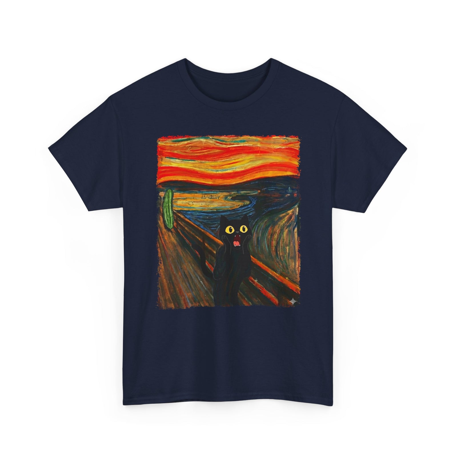 Black Cat Scream T-Shirt — Cats Scared by Cucumbers Graphic Tee