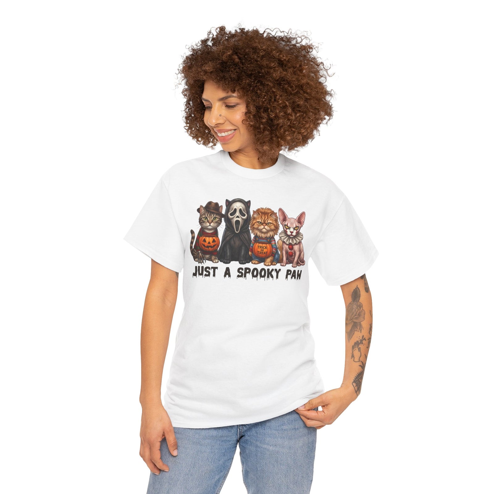 Just A Spooky Paw T-Shirt — Horror Movie Icons Cat Halloween Tee