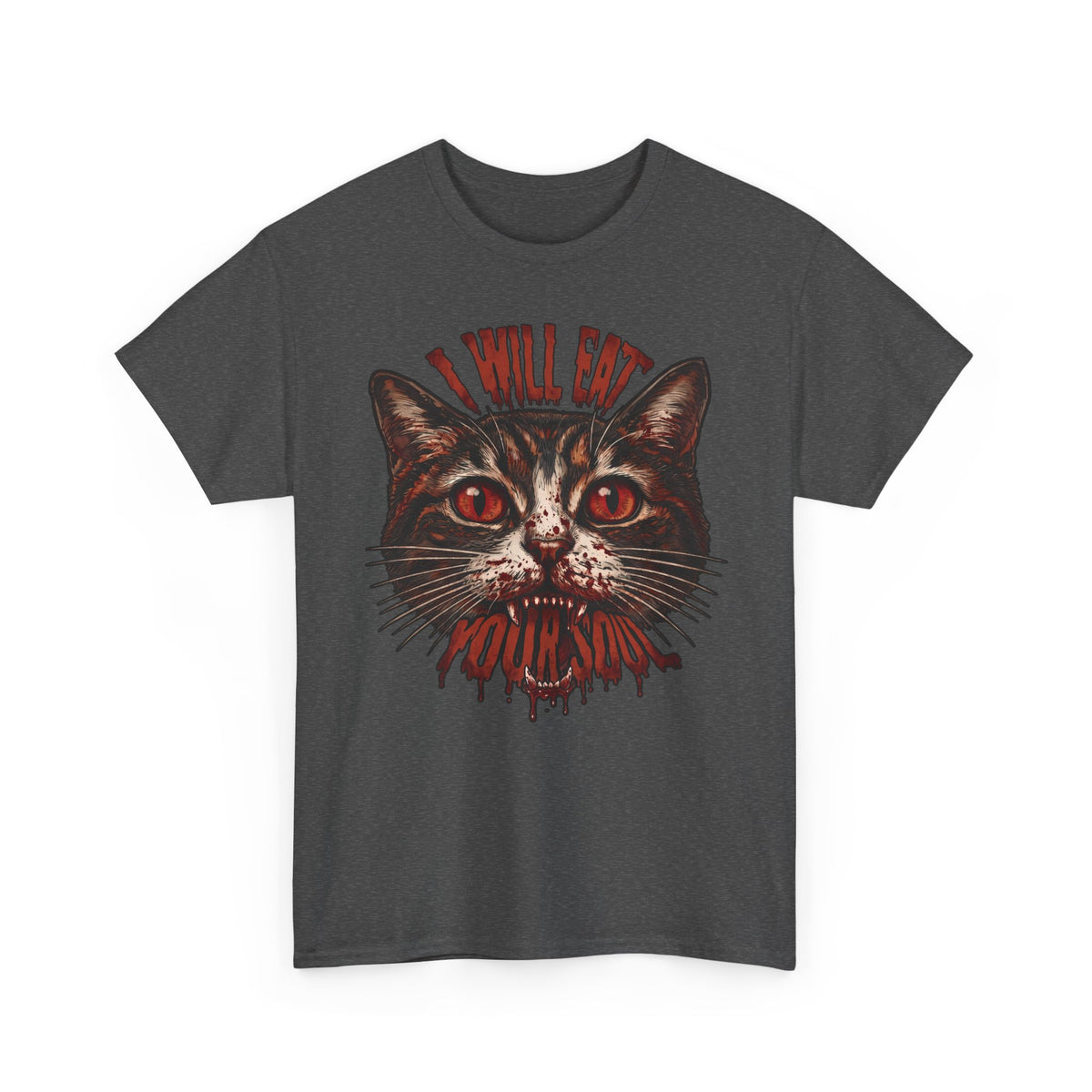 I Will Eat Your Soul T-Shirt — Horror Demon Cat Graphic Tee