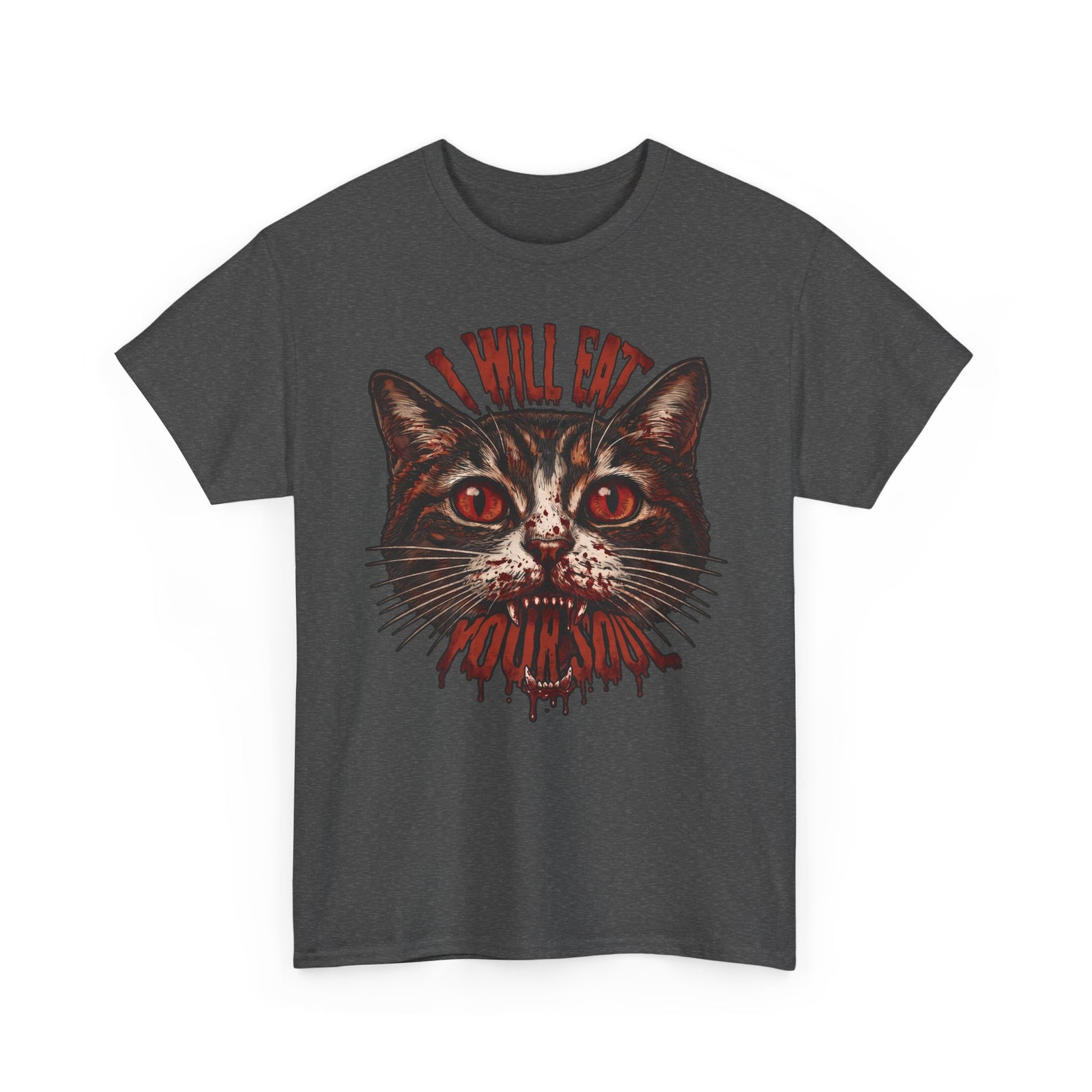 I Will Eat Your Soul T-Shirt — Horror Demon Cat Graphic Tee