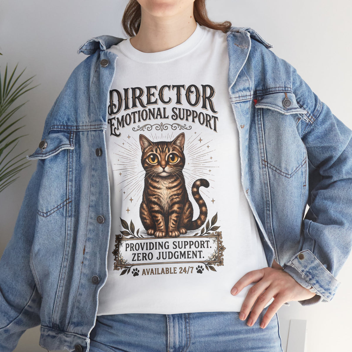 Director Emotional Support Cat T-Shirt — Vintage Tabby Feline Apparel