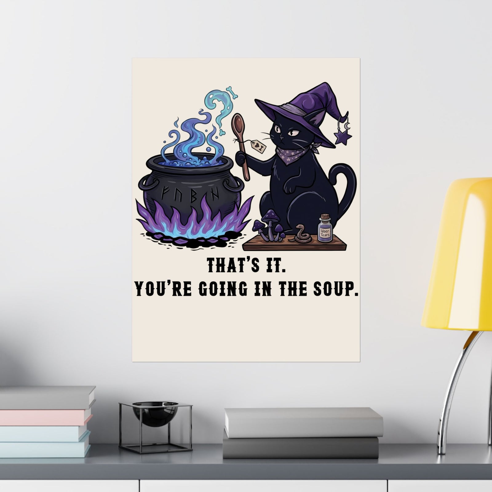 Black Cat “Purrfect Potion” Poster — Witchy Cat Graphic Poster