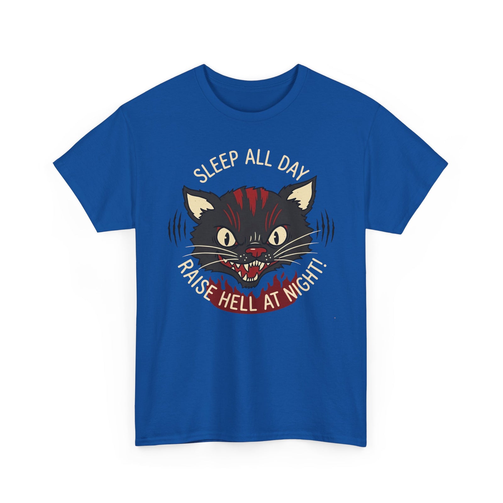 Funny Cat 'Sleep All Day, Raise Hell At Night' T-Shirt