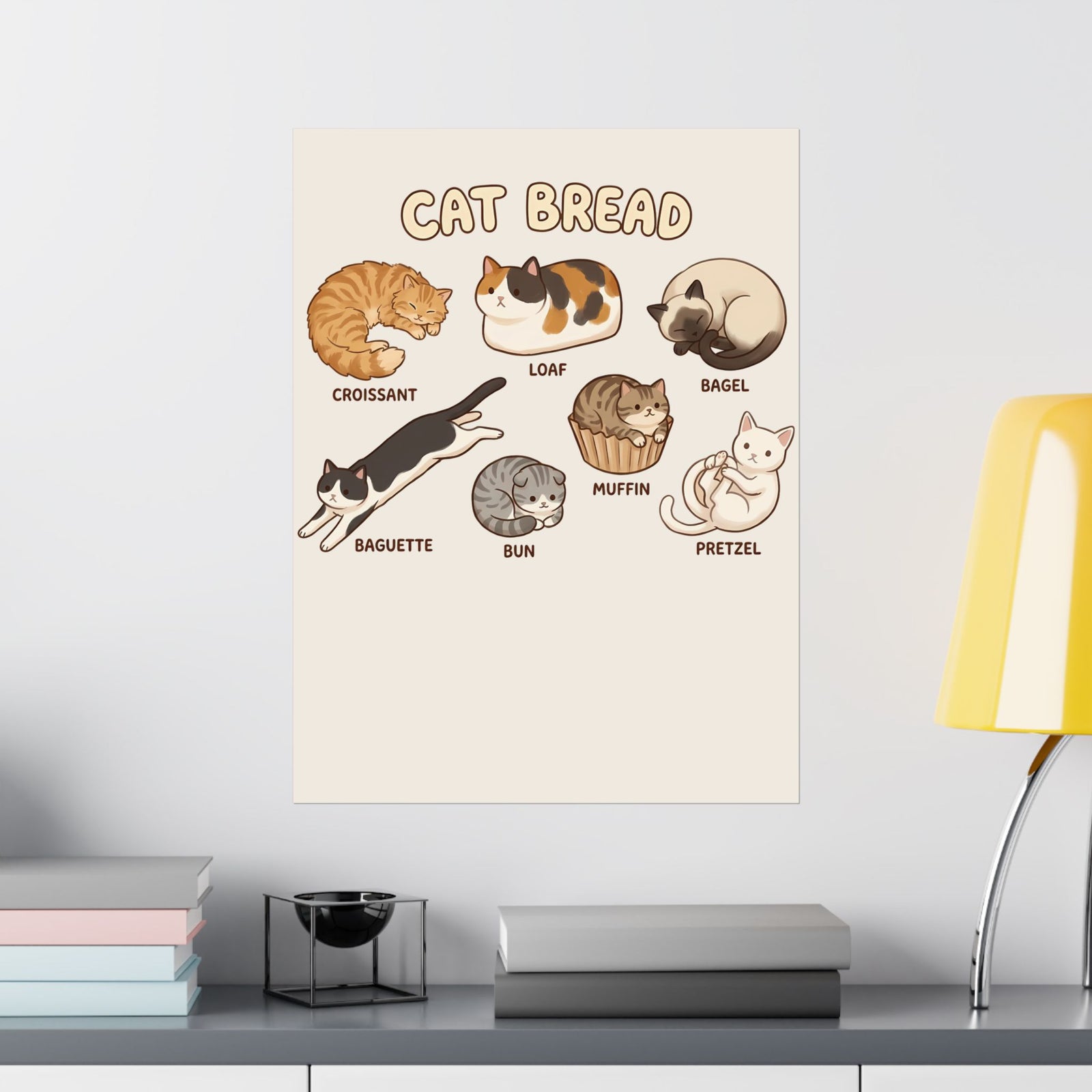 Cats & Breads Poster — Cute Cat and Bread Graphic Poster