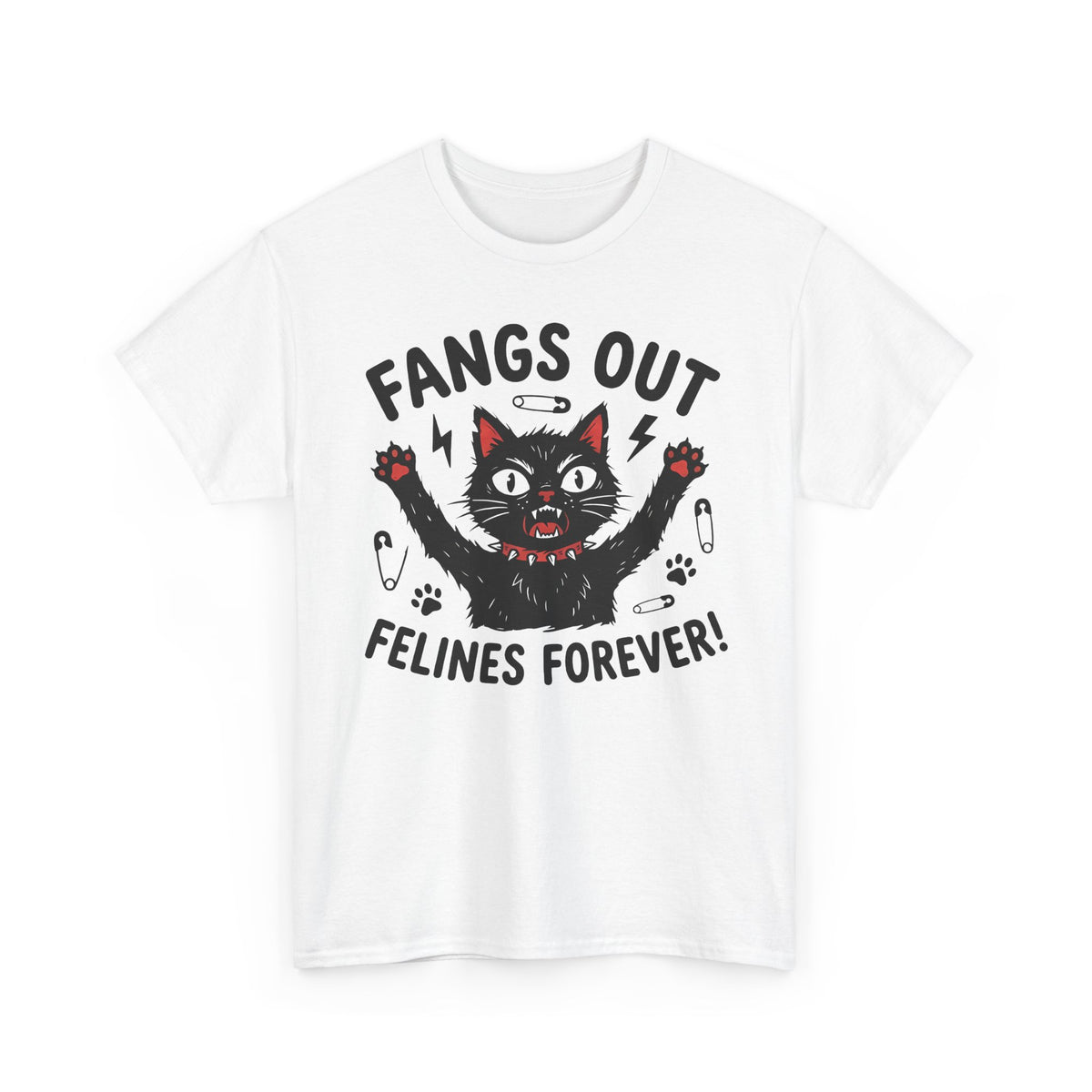 Fangs Out Felines Forever Tee — Cat Lover Graphic T‑Shirt