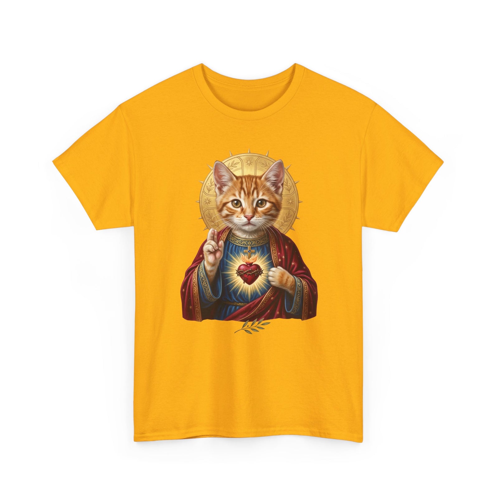 Sacred Heart Cat T-Shirt — Christian Religious Cat Lover Graphic Tee