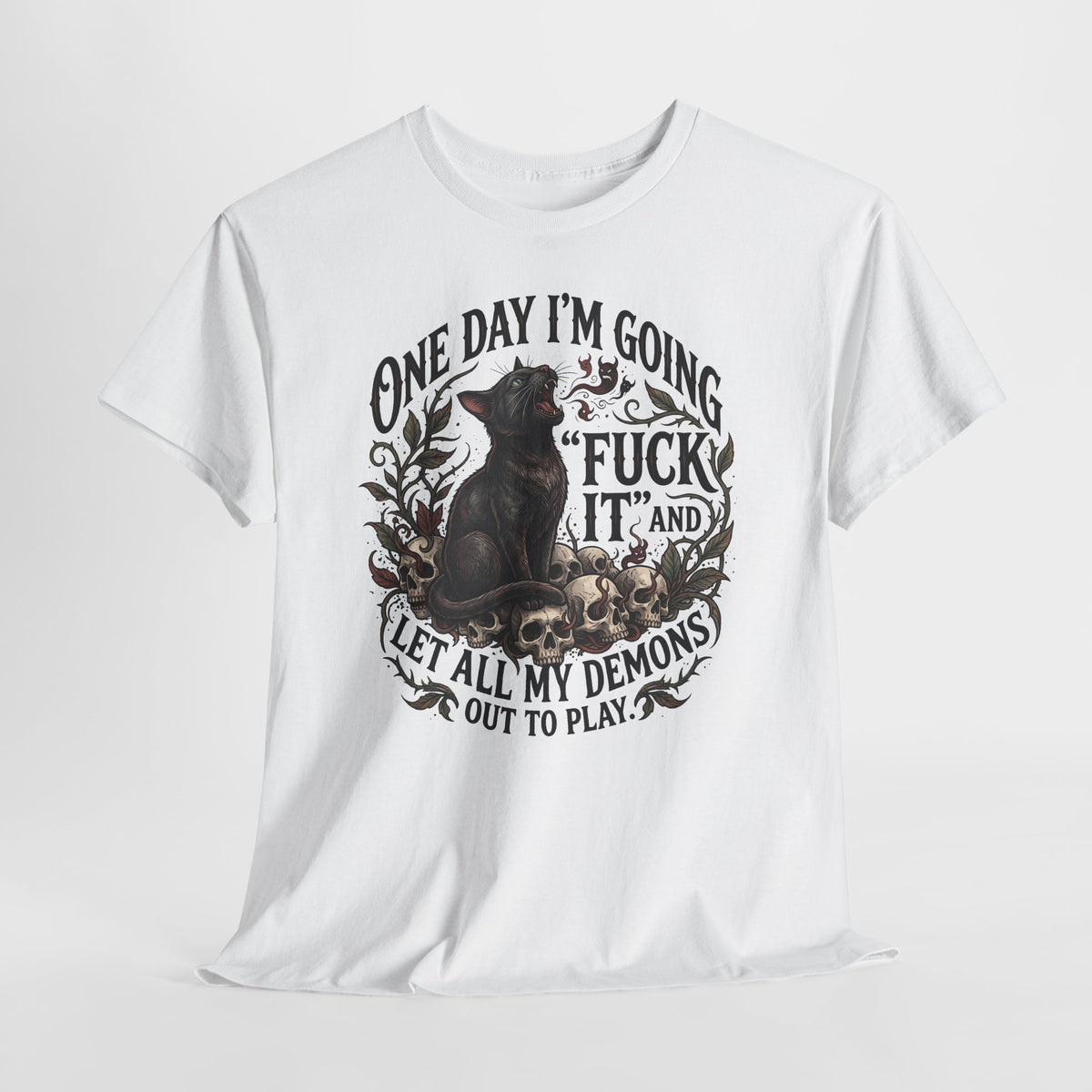 Let All My Demons Out To Play Black Cat — Edgy Gothic Tattoo Art