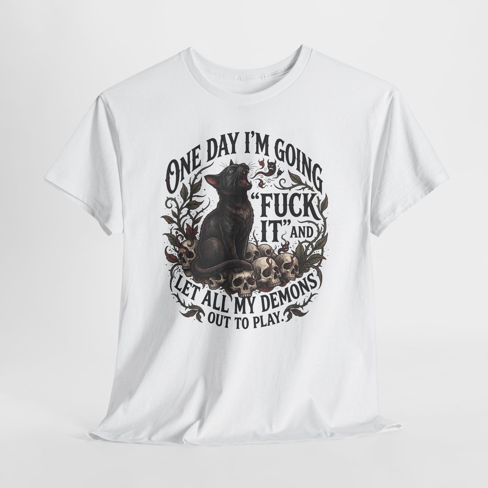 Let All My Demons Out To Play Black Cat — Edgy Gothic Tattoo Art