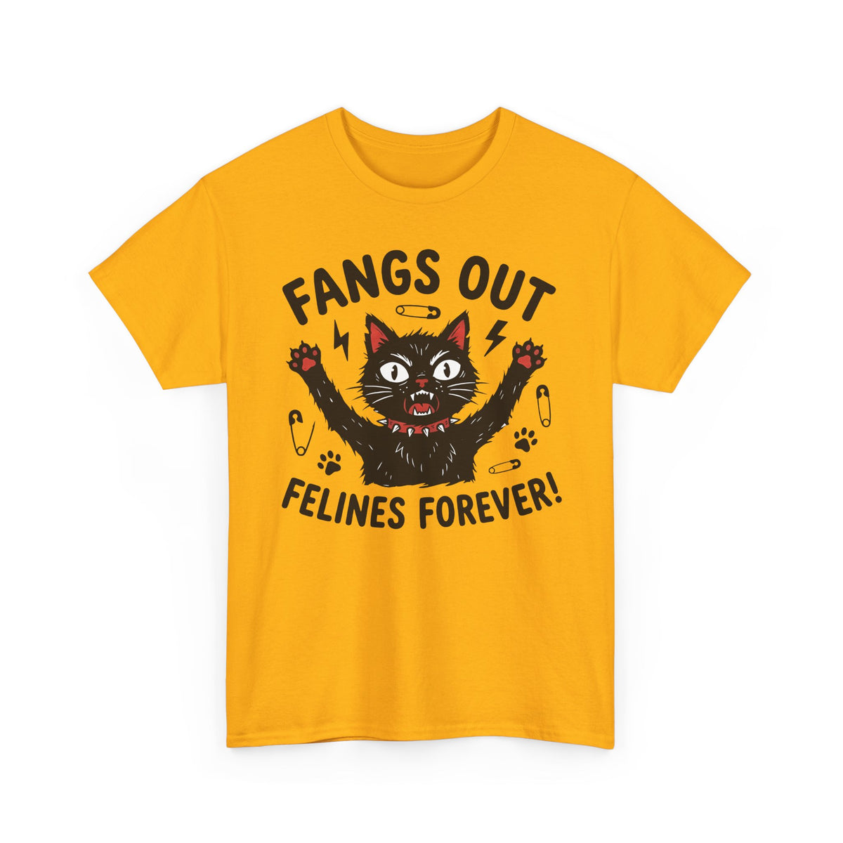 Fangs Out Felines Forever Tee — Cat Lover Graphic T‑Shirt